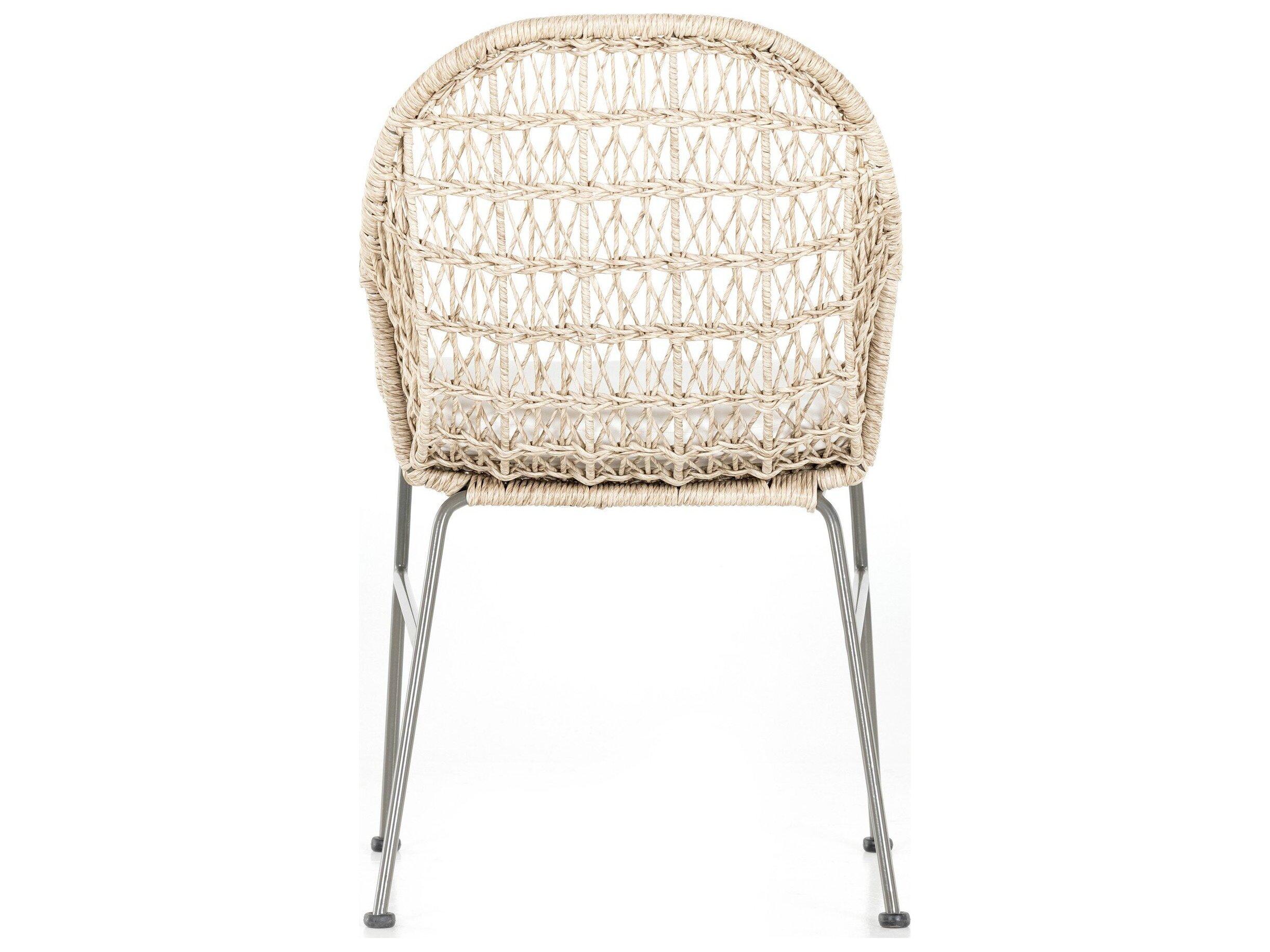 Four Hands Outdoor Grass White Roots Wicker Cushion Dining Chair