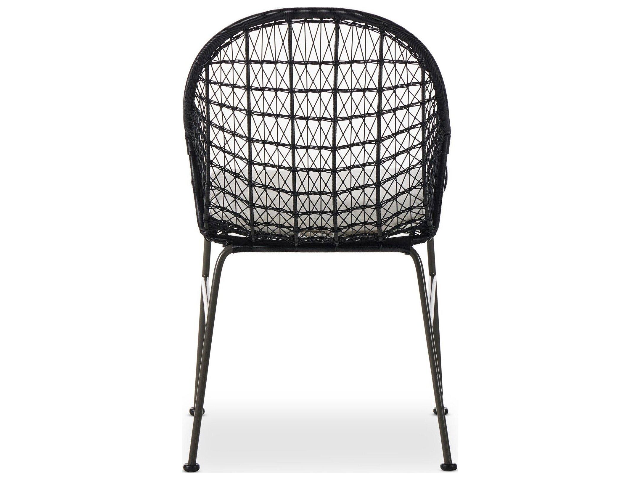 Four Hands Outdoor Grass Roots Bandera Iron Cushion Dining Arm Chair in Stinson White