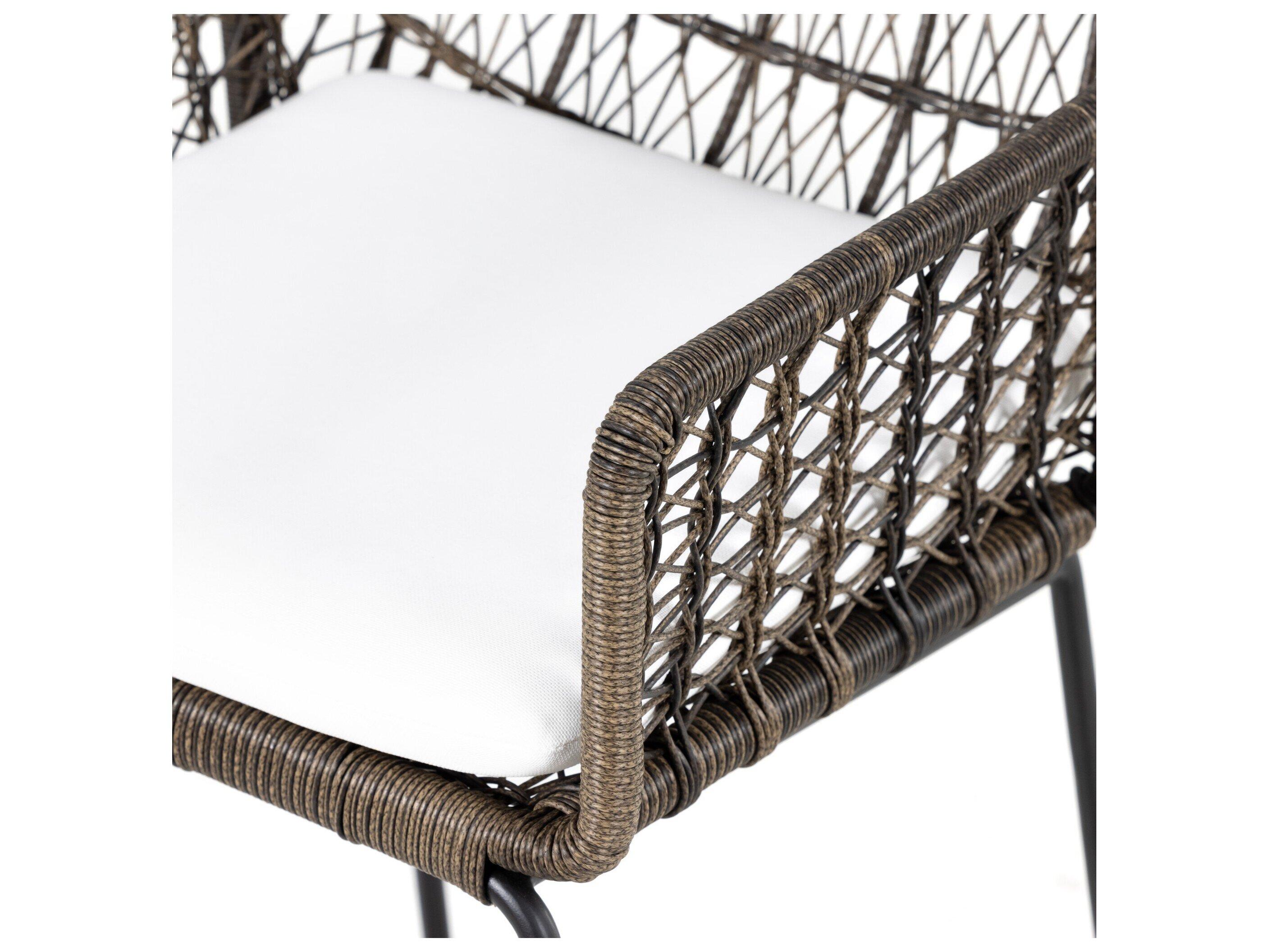 Luxecor Globetrotter Outdoor Natural Black / Distressed Grey Wrought Iron Counter Stool with Stinson White Cushion