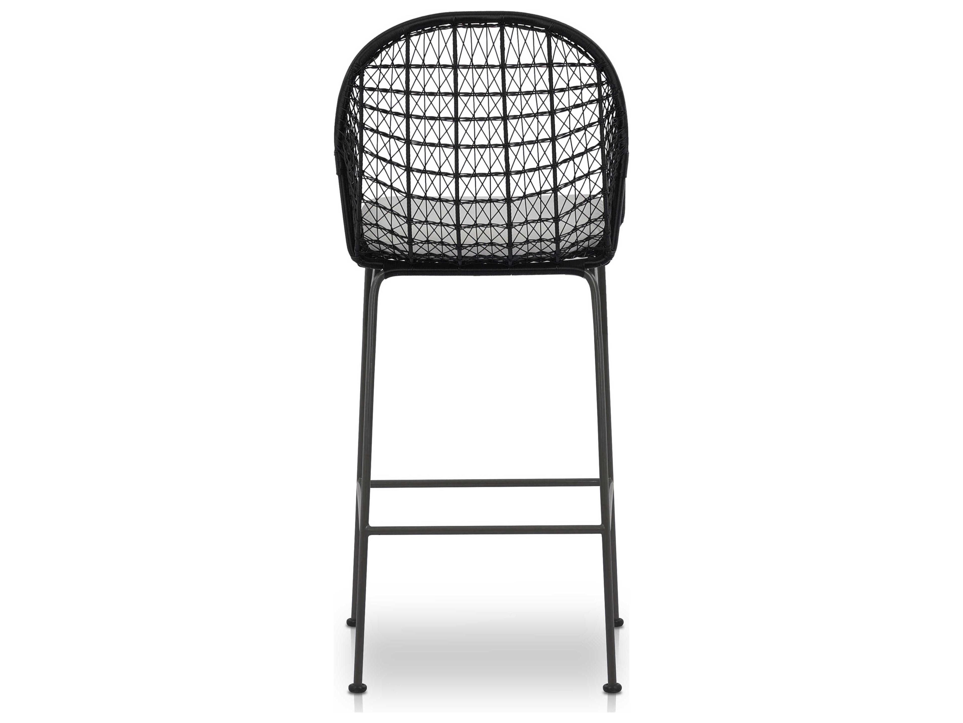 Luxecor Globetrotter Outdoor Smoke Black / Grey Bronze Bar Stool with Stinson White Cushion