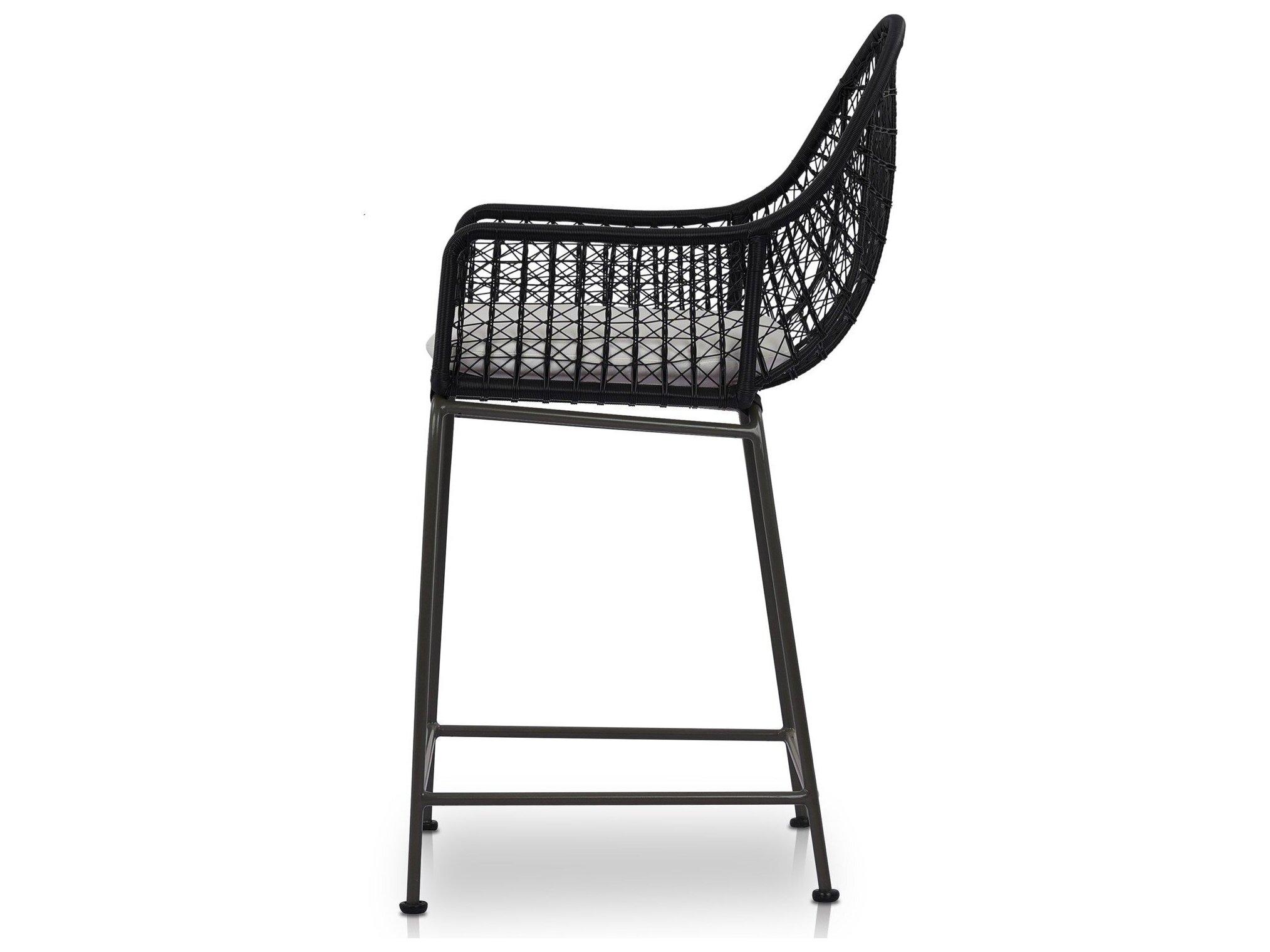 Luxecor Globetrotter Outdoor Smoke Black / Grey Bronze Counter Stool with Stinson White Cushion