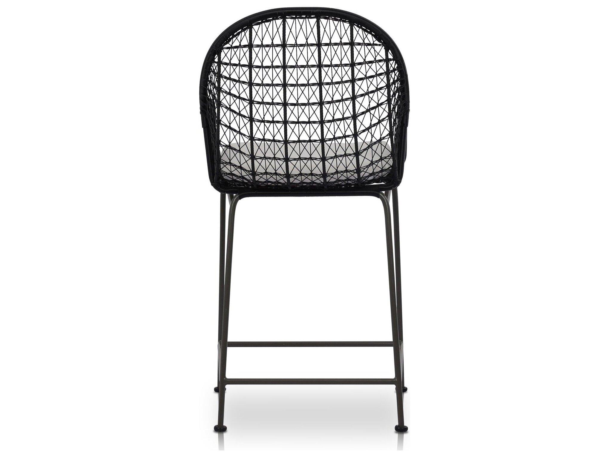 Luxecor Globetrotter Outdoor Smoke Black / Grey Bronze Counter Stool with Stinson White Cushion