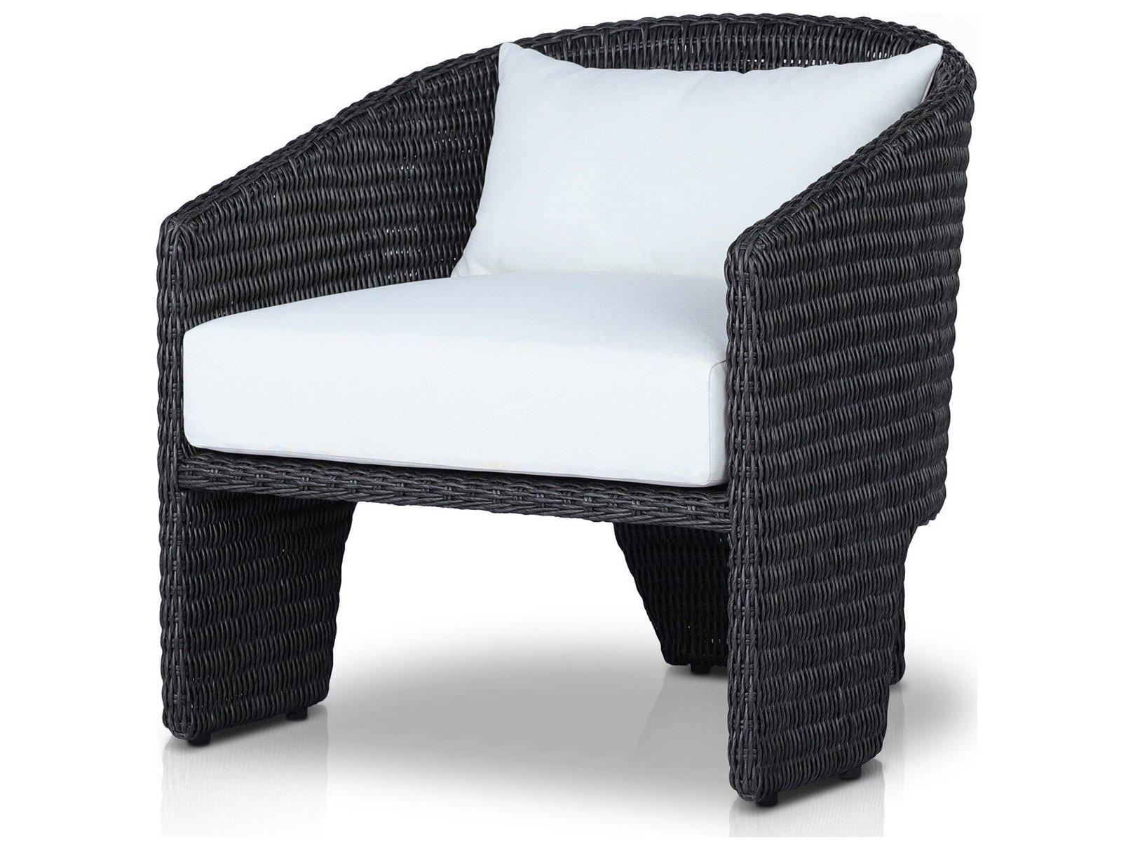 Four Hands Outdoor Providence Fae Vintage Olefin Wicker Cushion Lounge Chair in Stinson White