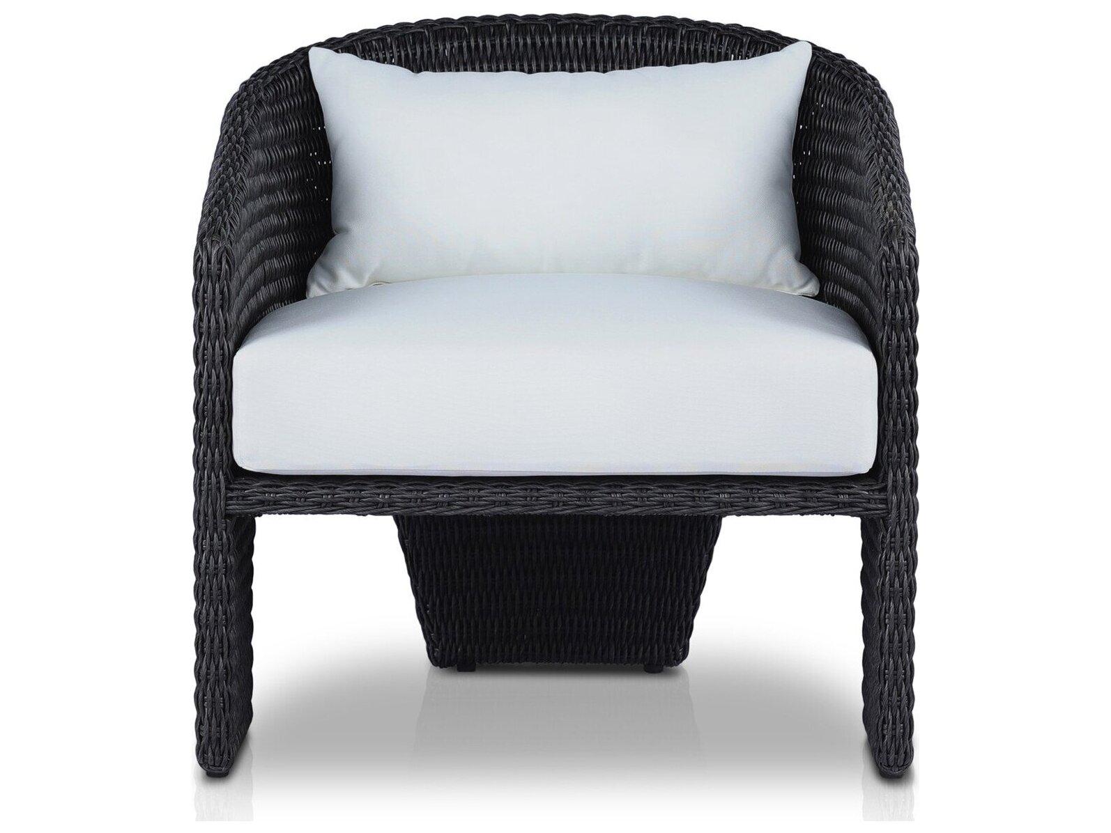 Four Hands Outdoor Providence Fae Vintage Olefin Wicker Cushion Lounge Chair in Stinson White