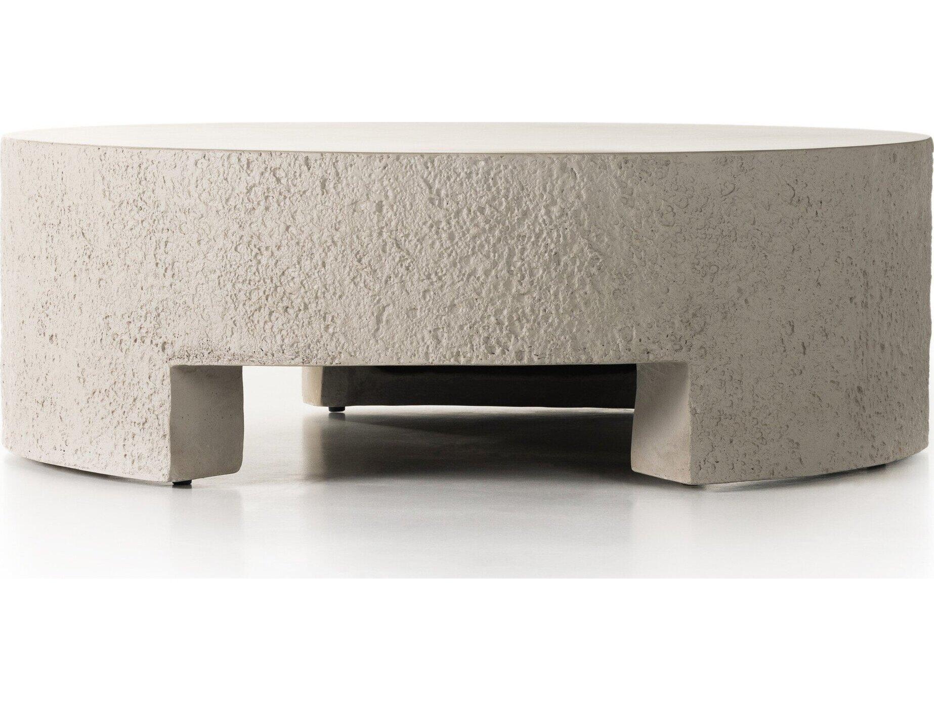 Four Hands Outdoor Constantine Blanc White / Matte Concrete Round Coffee Table