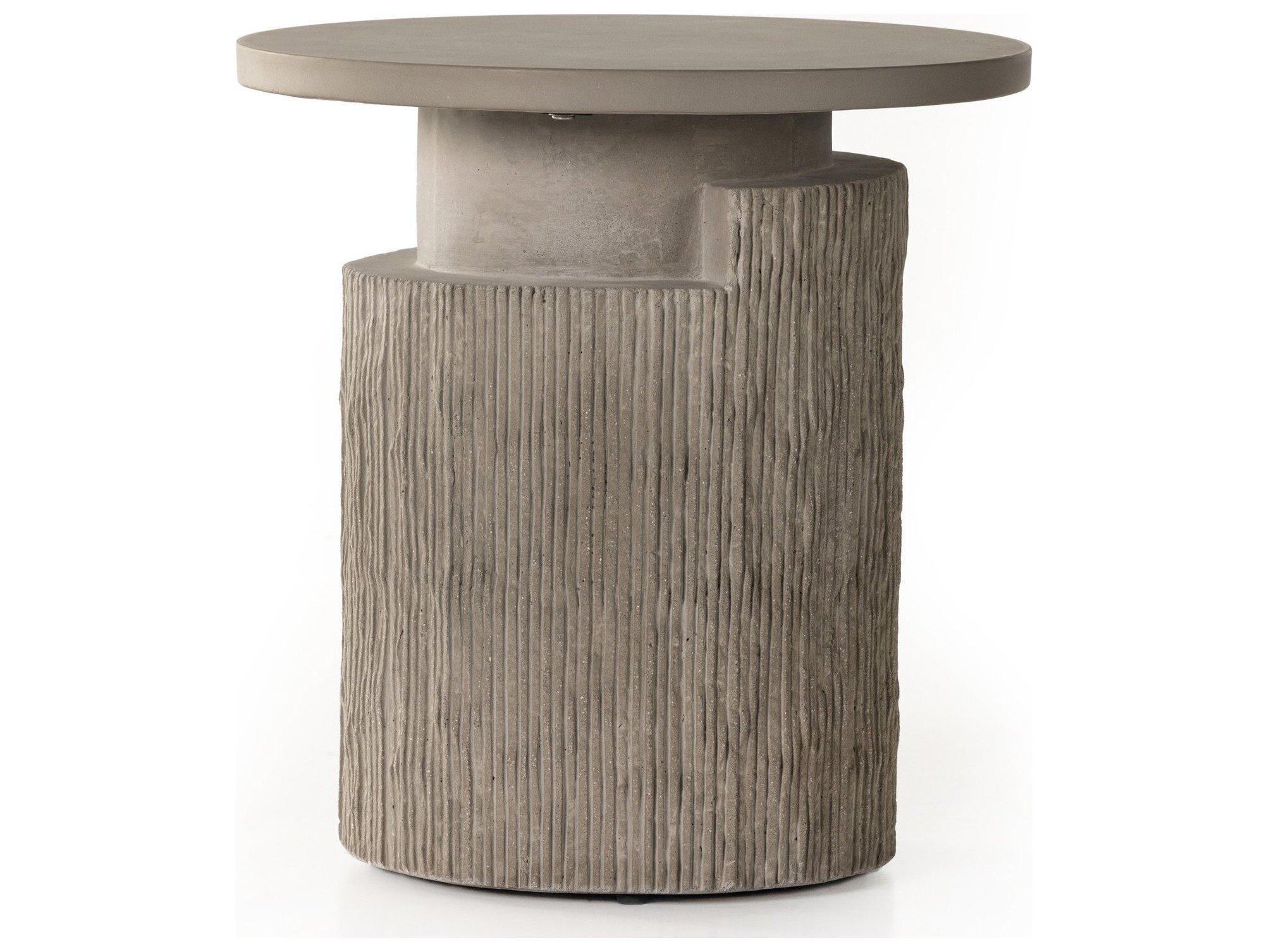 Four Hands Outdoor Constantine Huron Flint Concrete 20" Round End Table