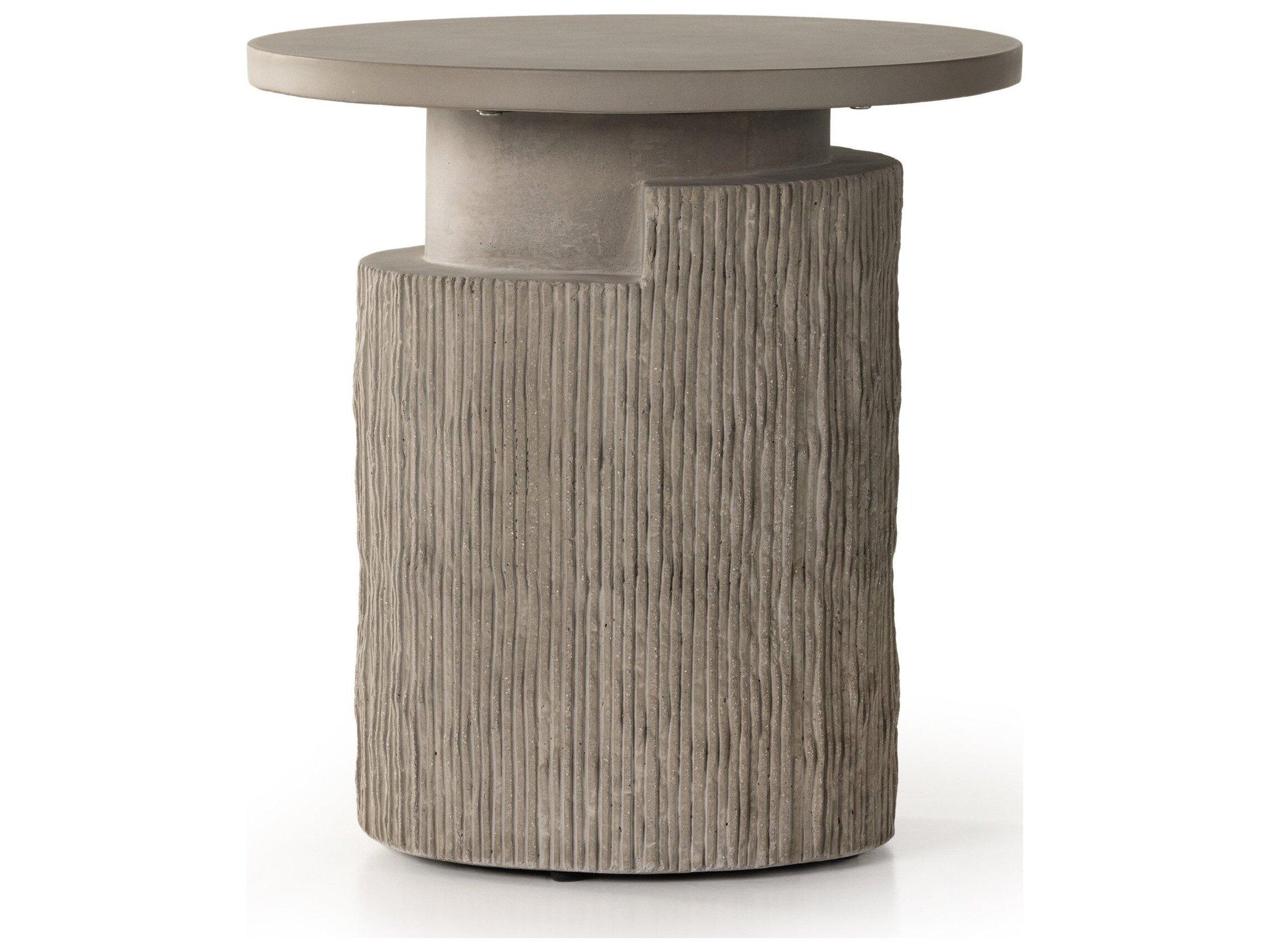 Four Hands Outdoor Constantine Huron Flint Concrete 20" Round End Table