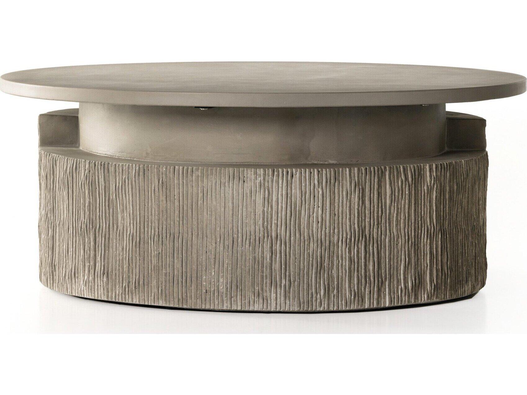 Four Hands Outdoor Constantine Flint Concrete / Textured Round Coffee Table