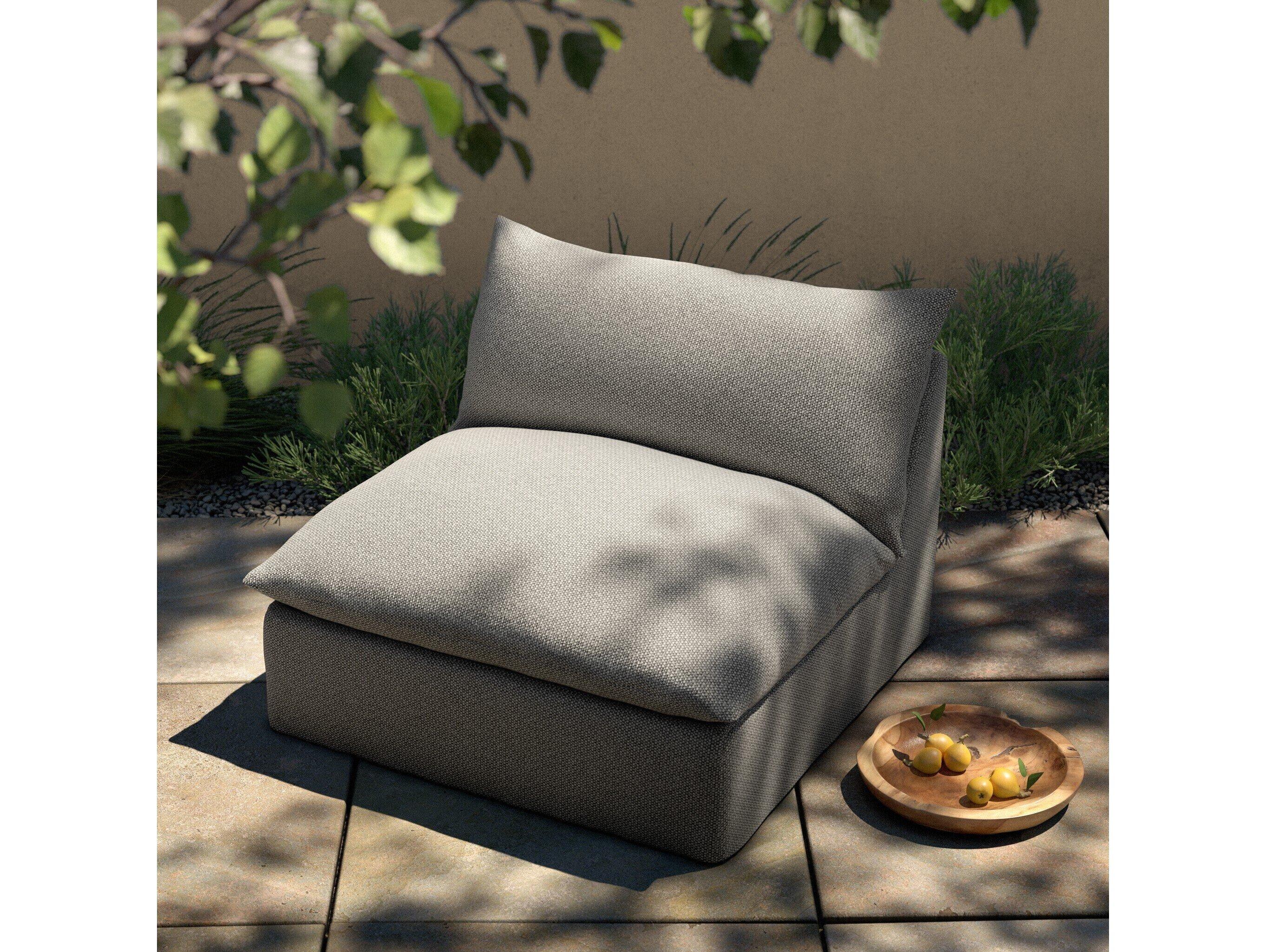 Four Hands Outdoor Solano Grant Fabric Cushion Swivel Lounge Chair in Faye Ash