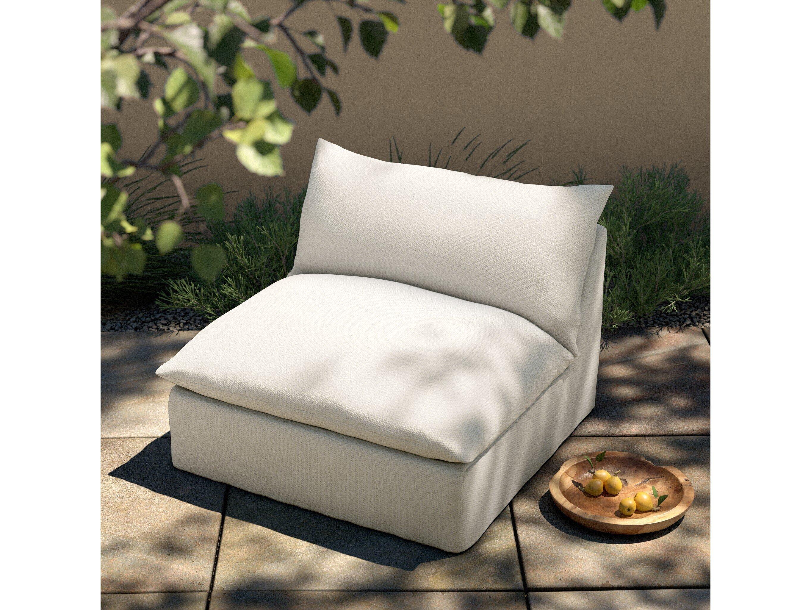 Four Hands Outdoor Solano Grant Fabric Cushion Swivel Lounge Chair in Faye Cream