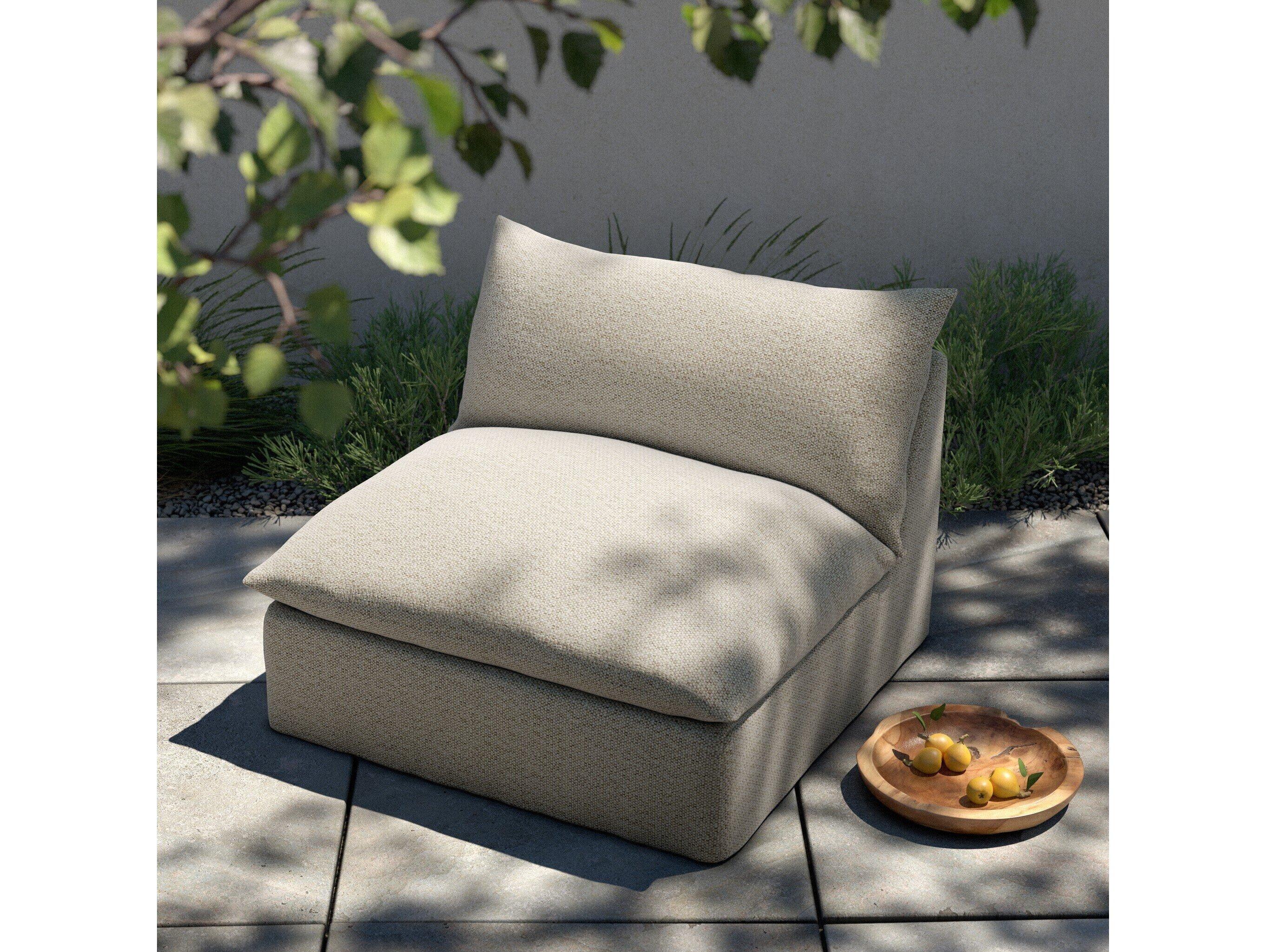 Four Hands Outdoor Solano Grant Fabric Cushion Swivel Lounge Chair in Faye Sand