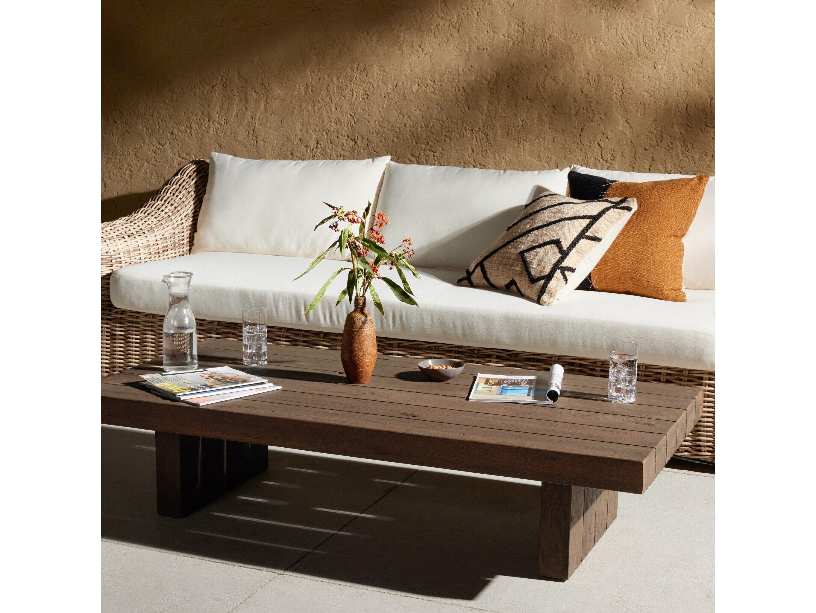Four Hands Outdoor Duvall Heritage Brown Rectangular Coffee Table
