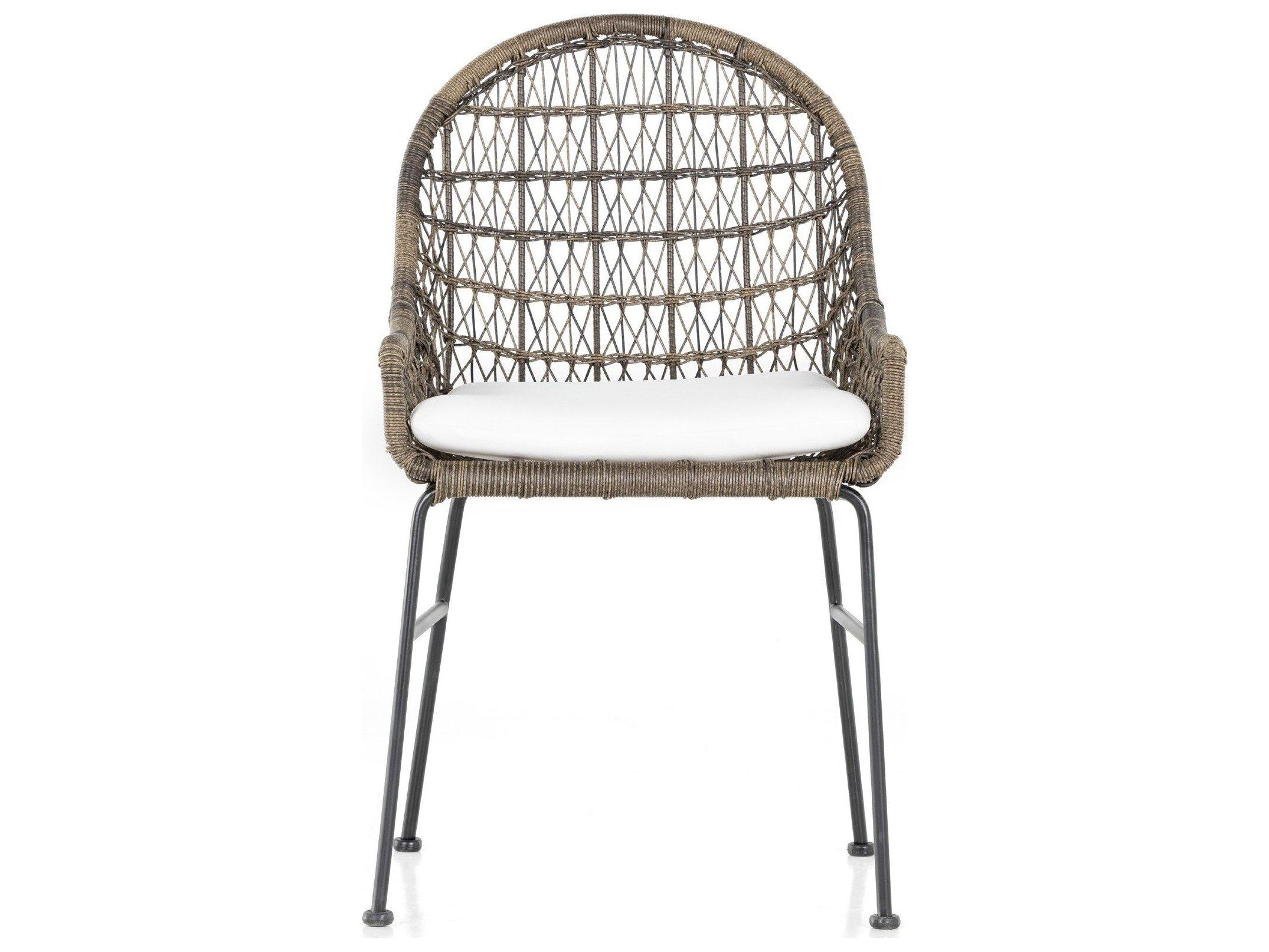 Four Hands Outdoor Grass Stinson White Roots Wicker Cushion Dining Chair