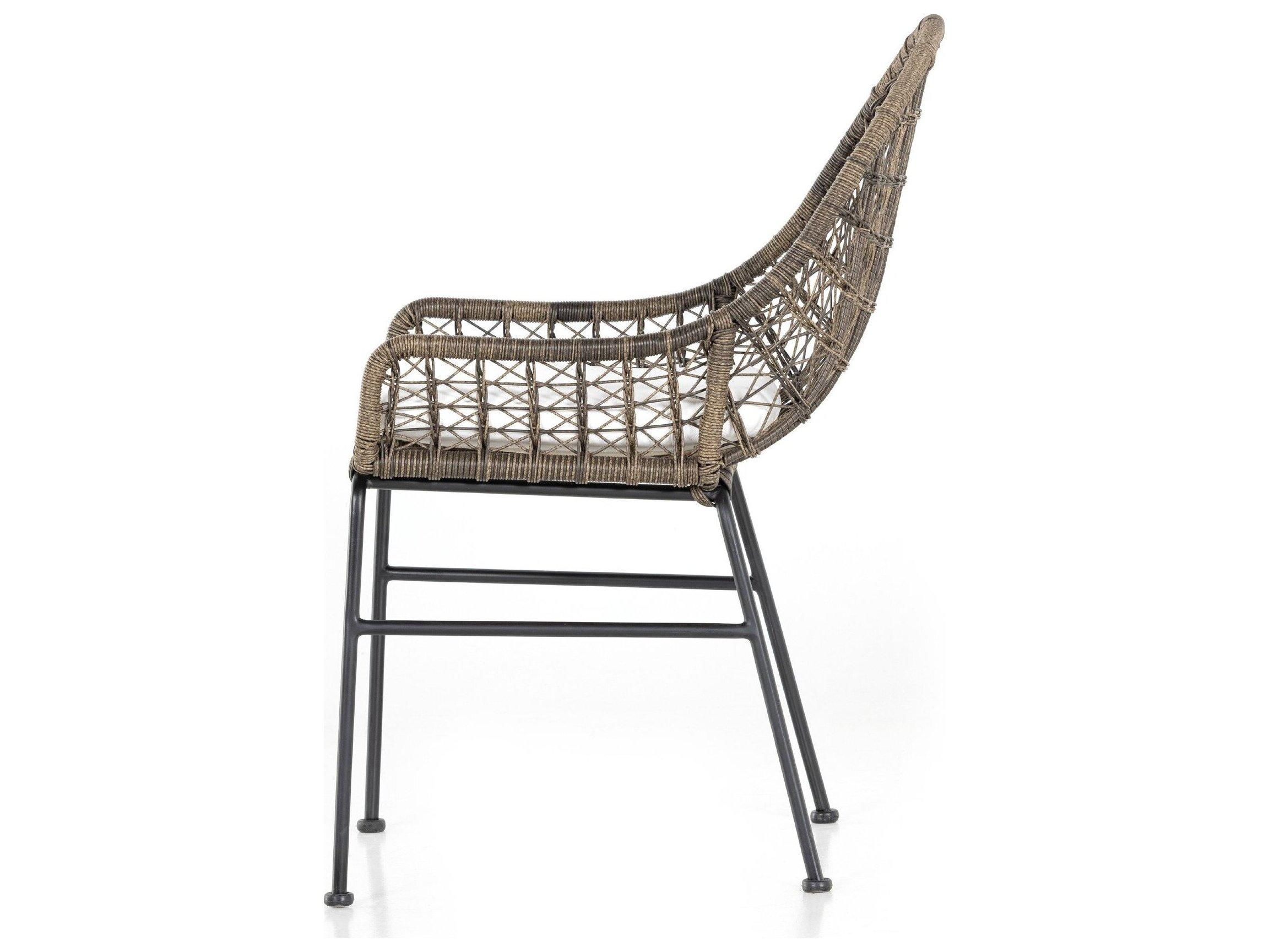 Four Hands Outdoor Grass Stinson White Roots Wicker Cushion Dining Chair