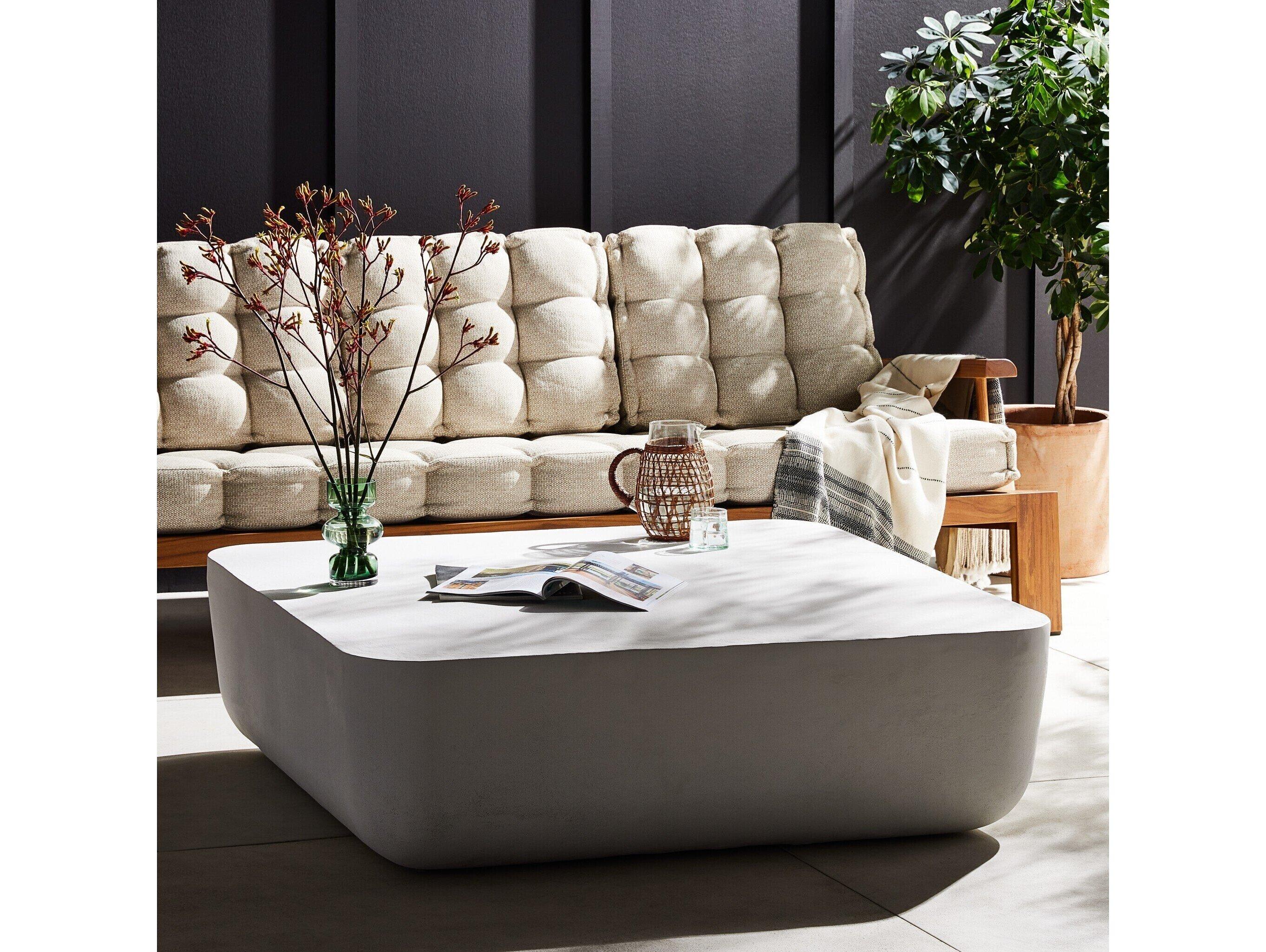 Four Hands Outdoor Marlow Matte White Cast Aluminum Square Coffee Table