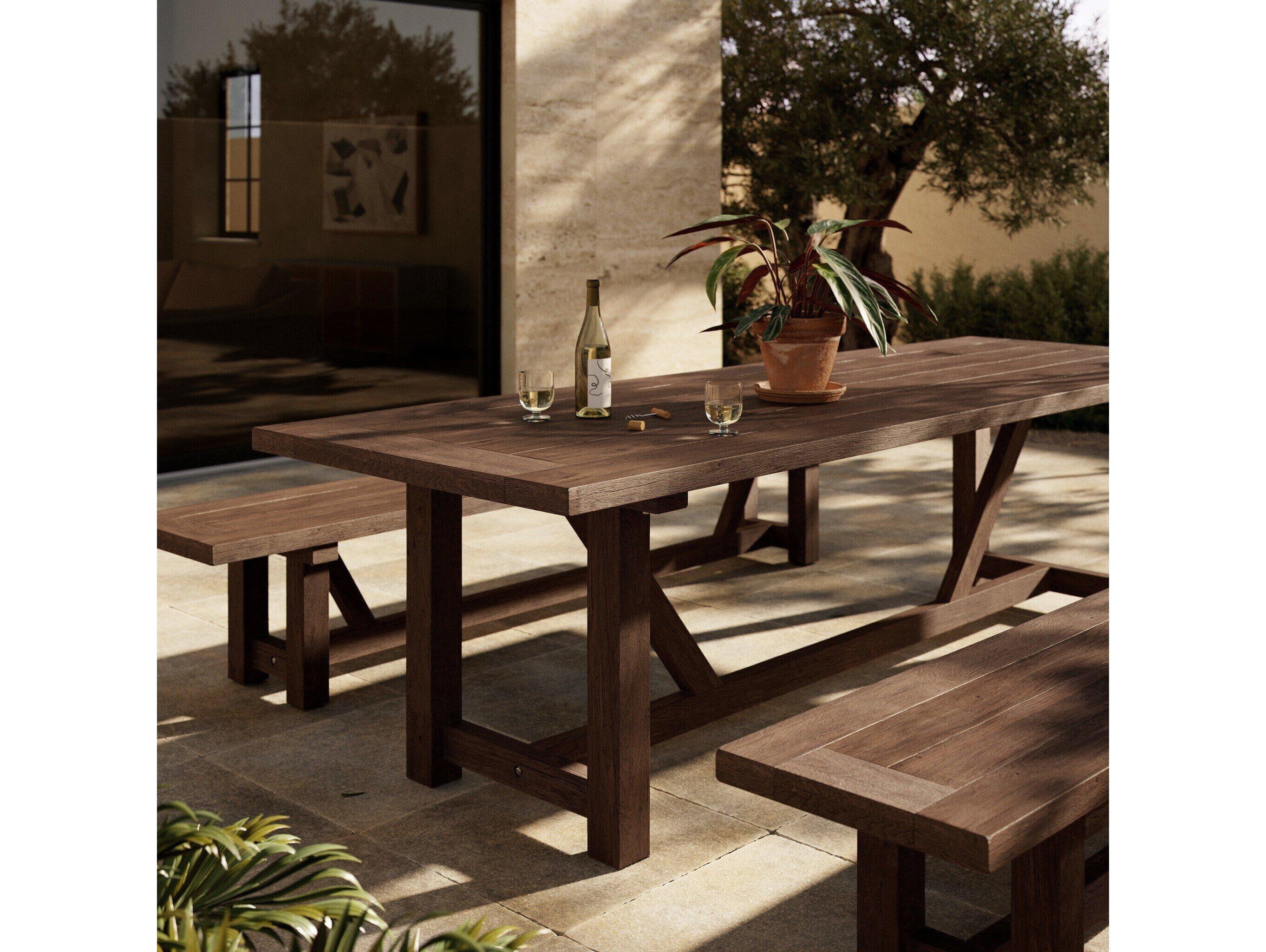 Four Hands Outdoor Providence Heritage Brown Rectangular Dining Table