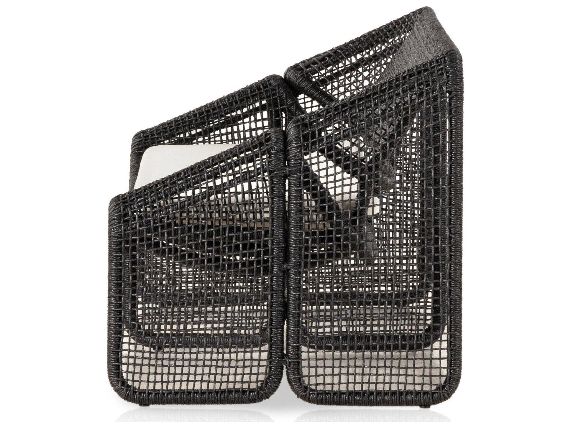 Four Hands Outdoor Solano Selma Faux Black Hyacinth Cushion Sofa in Venao Ivory