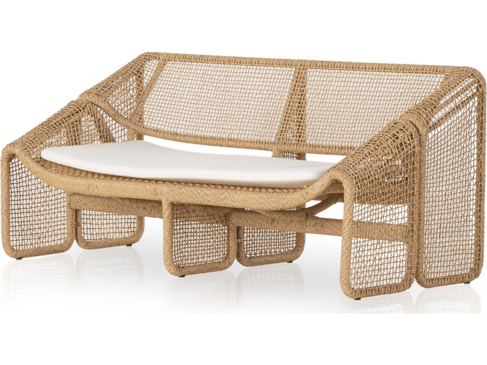 Four Hands Outdoor Solano Selma Faux Hyacinth Cushion Sofa in Venao Ivory