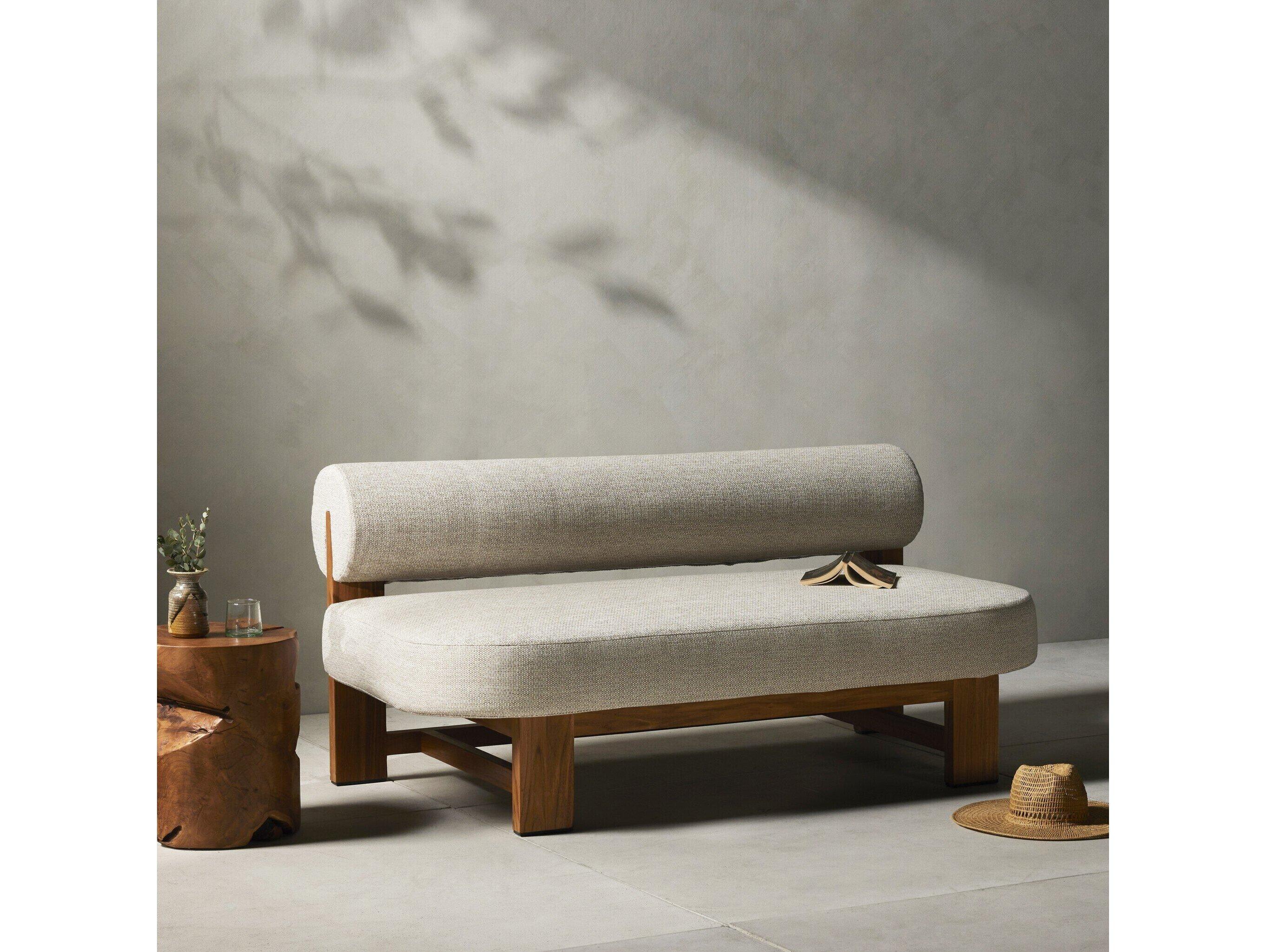 Four Hands Outdoor Solano Faye Sand / Natural Teak Loveseat