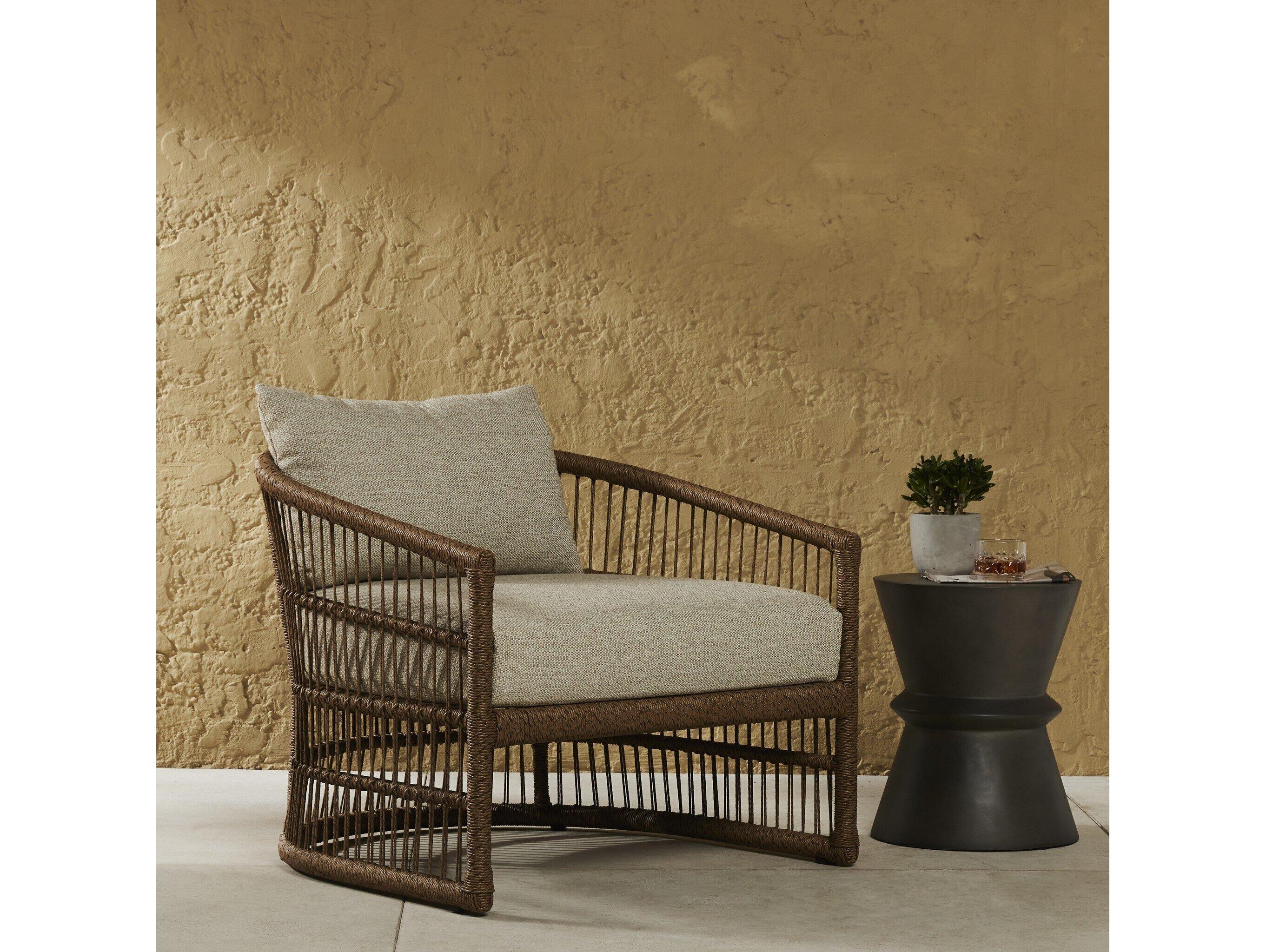 Four Hands Outdoor Solano Montecito Faye Sand / Faux Dark Hyacinth Olefin / Polyethylene Cushion Lounge Chair