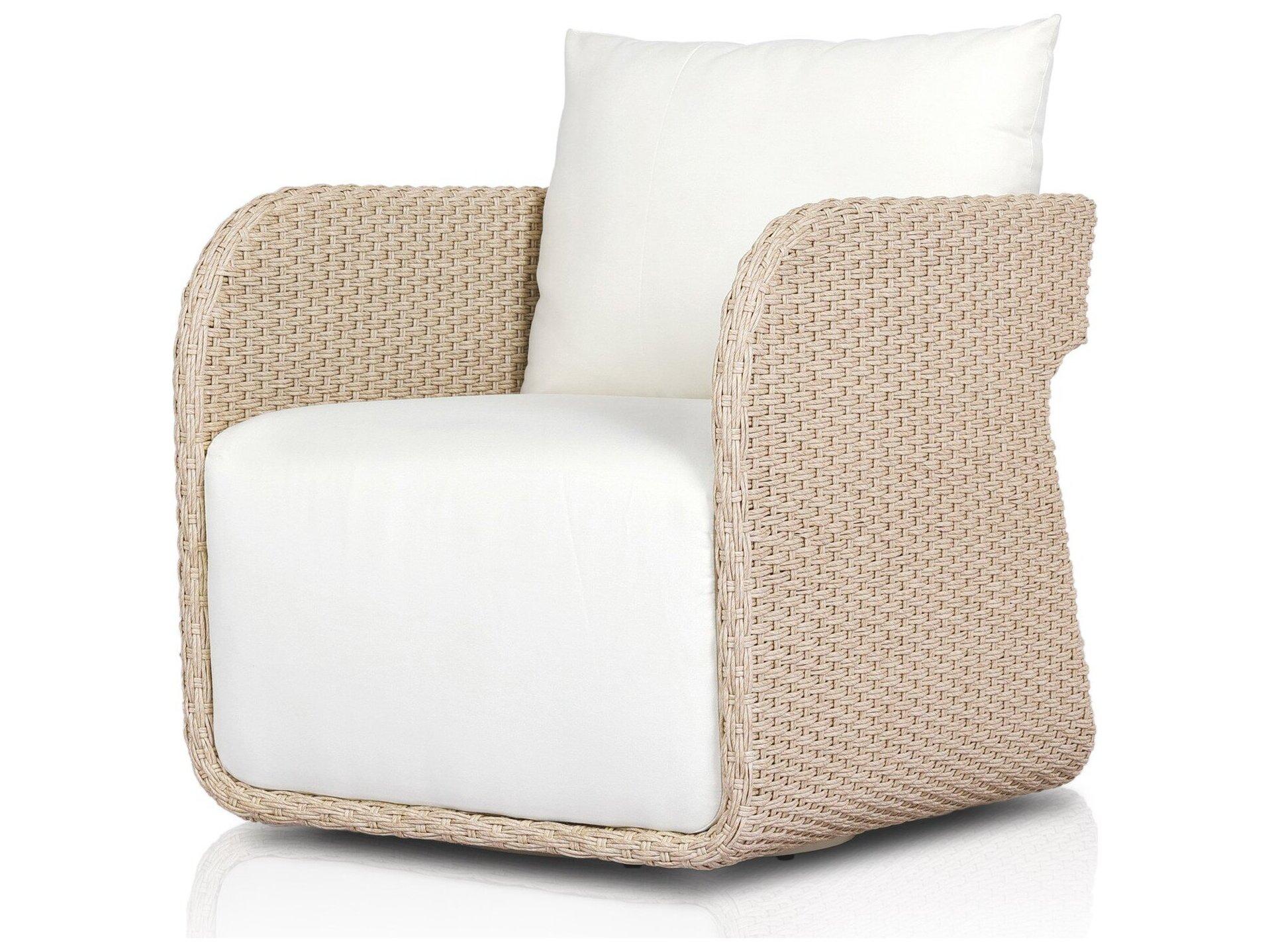Four Hands Outdoor Garwood Geneva Arashi Salt Vintage White Polypropylene Cushion Lounge Chair