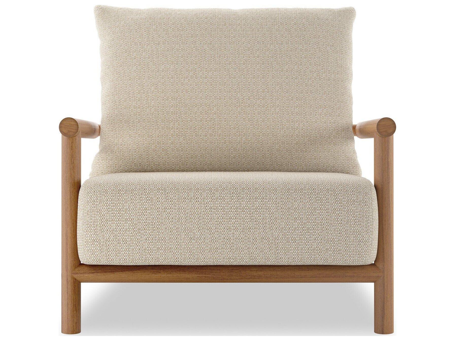Four Hands Outdoor Garwood Natural Teak Lounge Chair with Faye Sand Cushion
