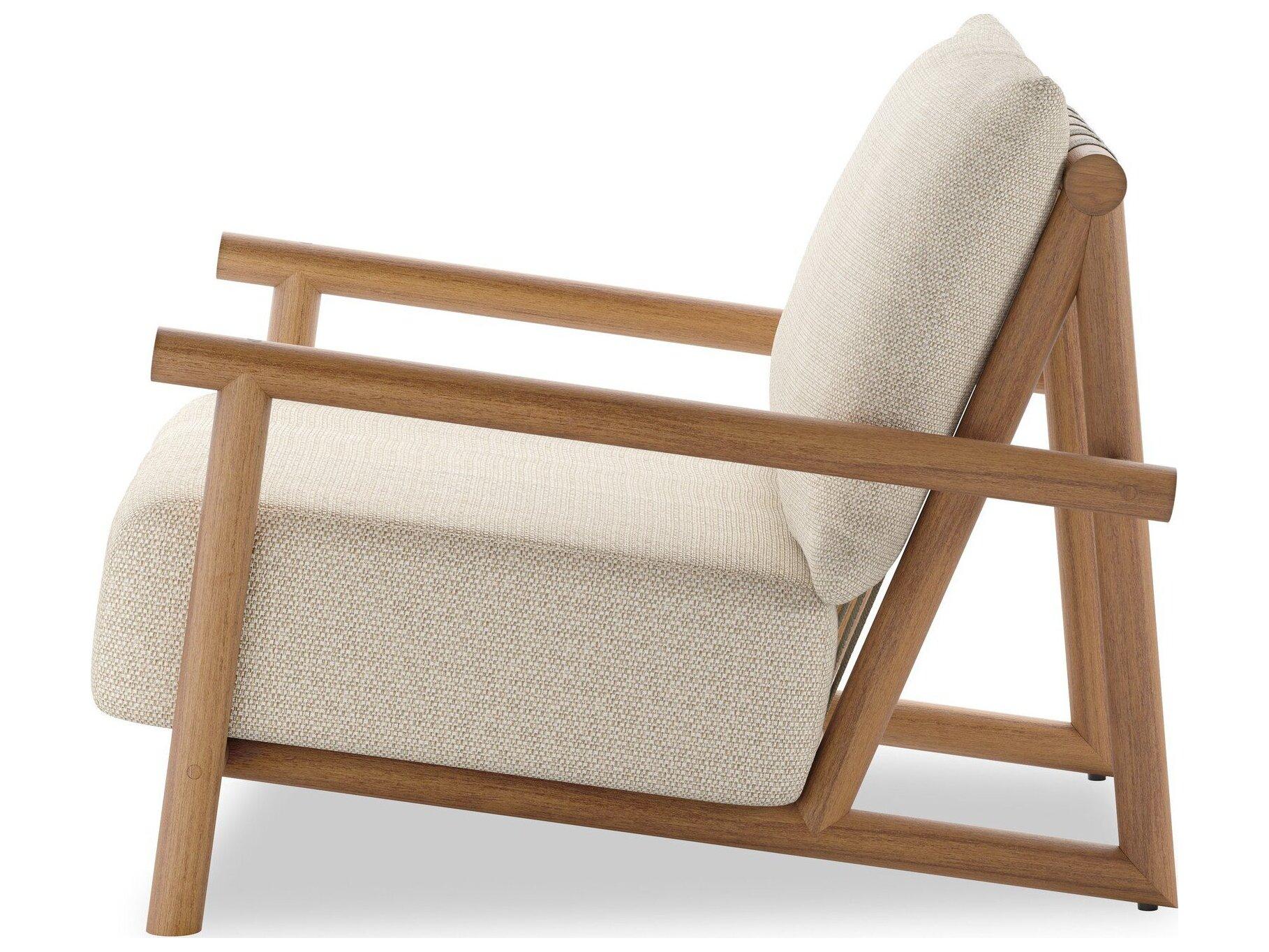 Four Hands Outdoor Garwood Natural Teak Lounge Chair with Faye Sand Cushion