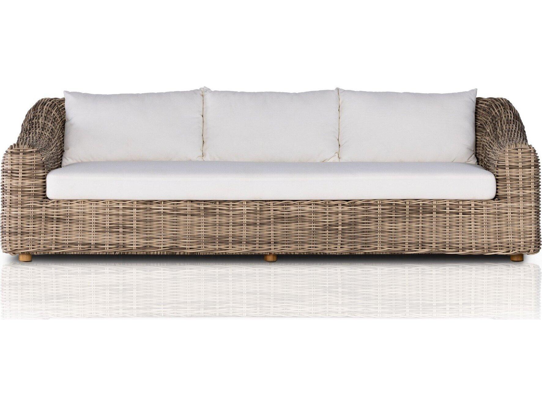 Four Hands Outdoor Pembrook Venao Ivory / Natural Teak / Chunky Sand Woven Sofa