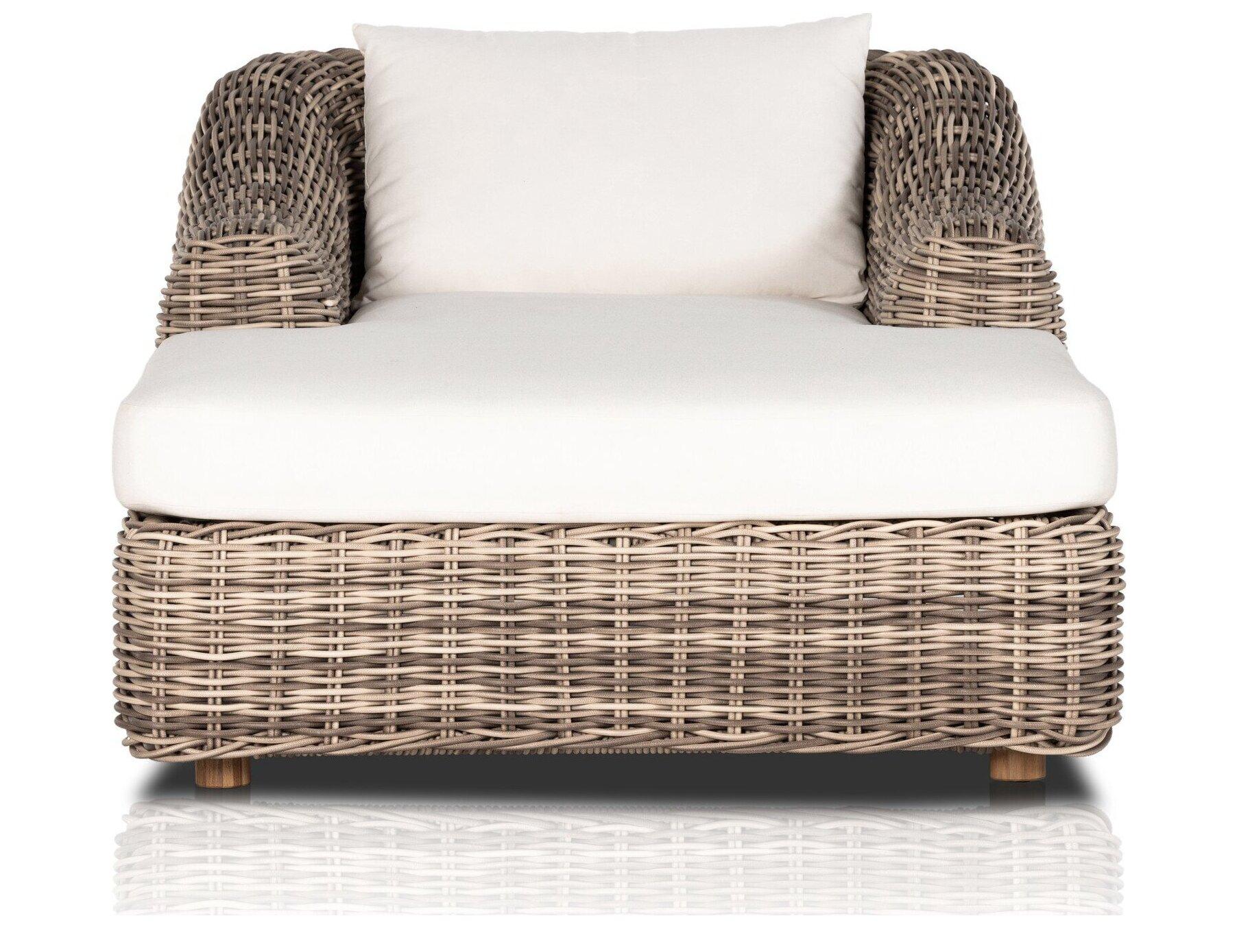 Four Hands Outdoor Pembrook Venao Ivory / Natural Teak / Chunky Sand Woven / Soft Umber Chaise Lounge