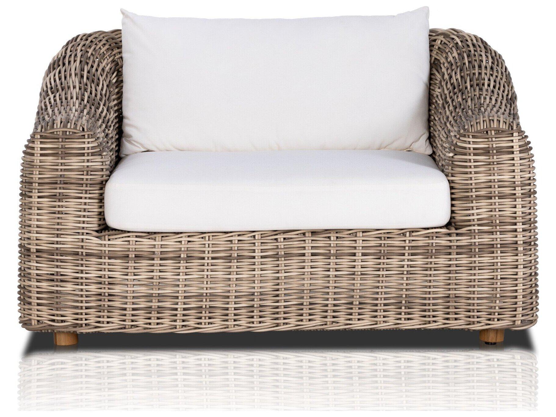 Four Hands Outdoor Pembrook Venao Ivory / Natural Teak / Chunky Sand Woven Lounge Chair