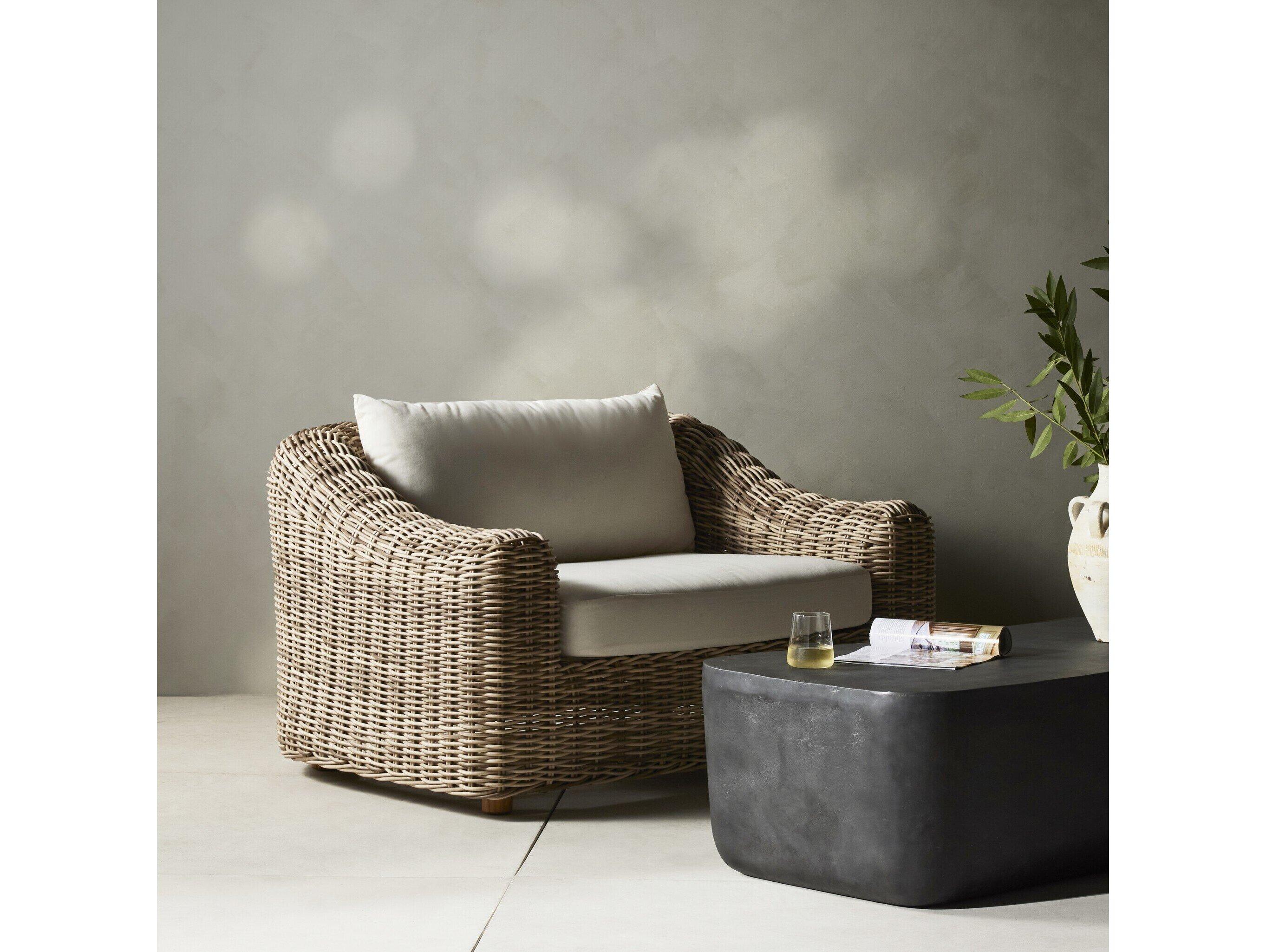 Four Hands Outdoor Pembrook Venao Ivory / Natural Teak / Chunky Sand Woven Lounge Chair