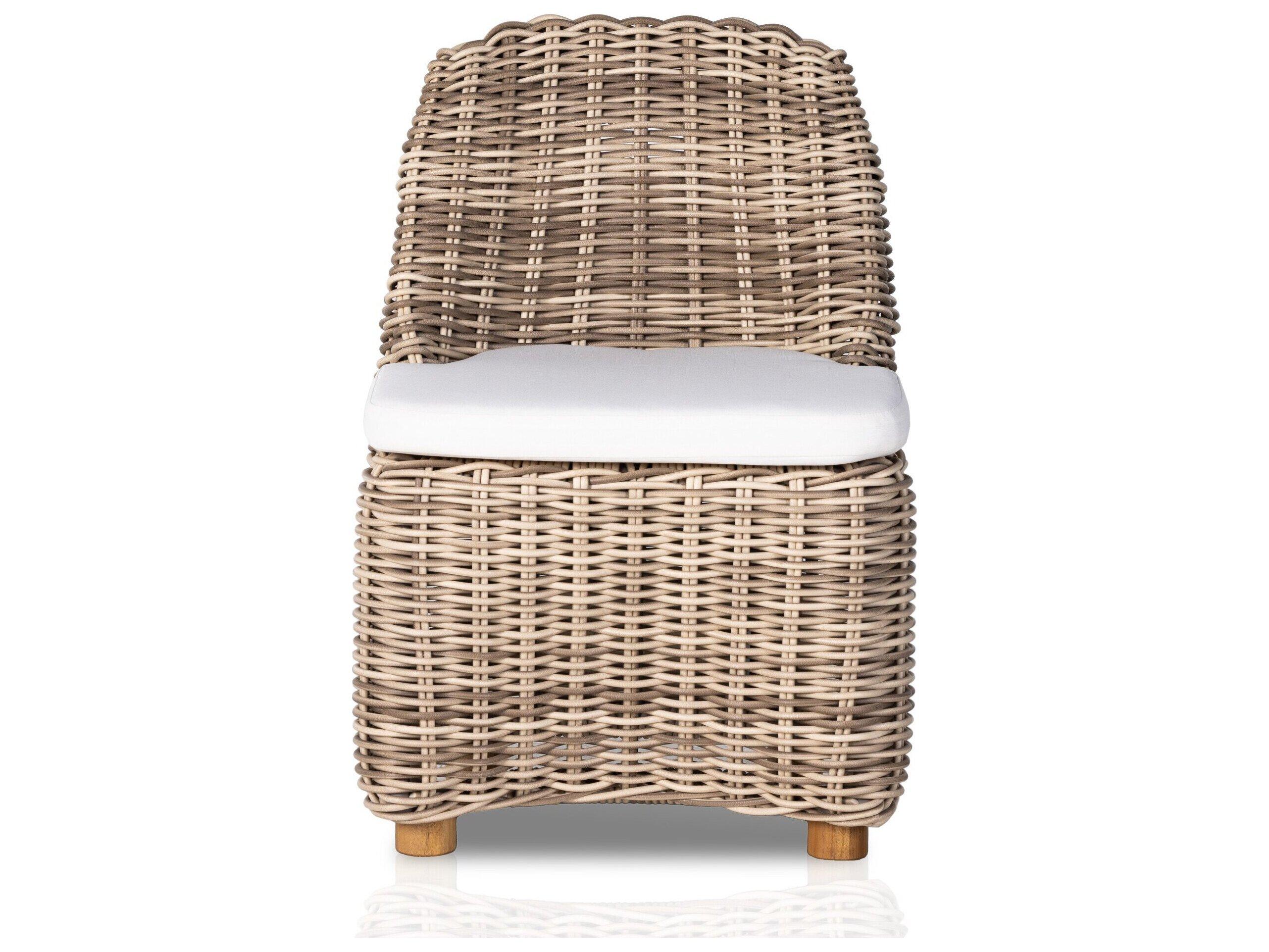 Four Hands Outdoor Pembrook Venao Ivory / Natural Teak / Chunky Sand Woven Side Dining Chair