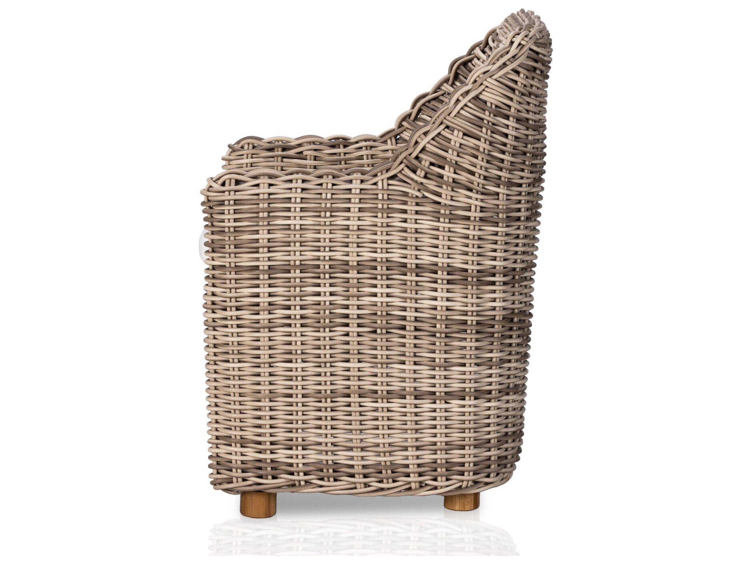 Four Hands Outdoor Pembrook Venao Ivory / Natural Teak / Chunky Sand Woven Arm Dining Chair