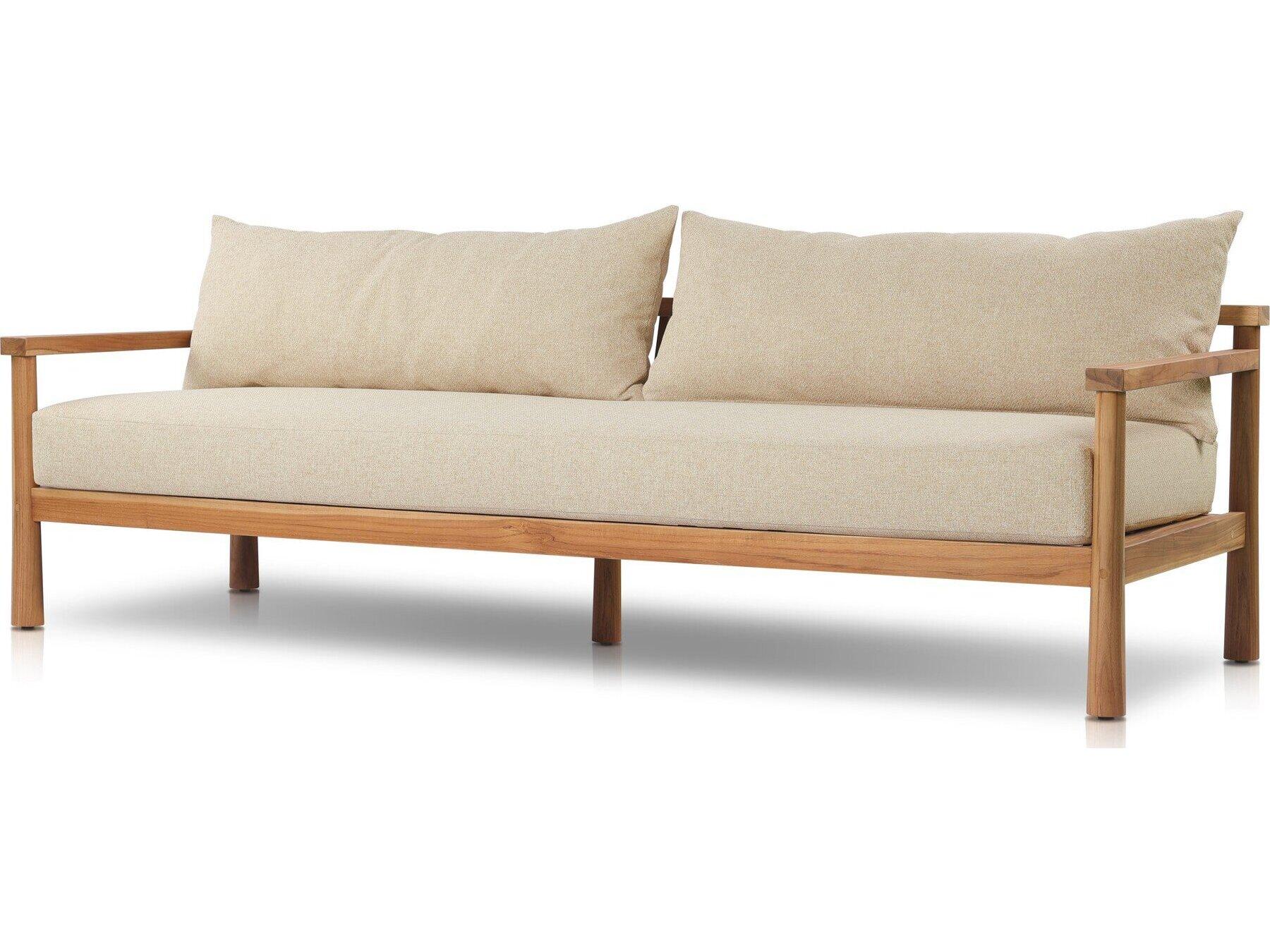 Four Hands Outdoor Barrington Irvine Natural Teak Cushion Sofa