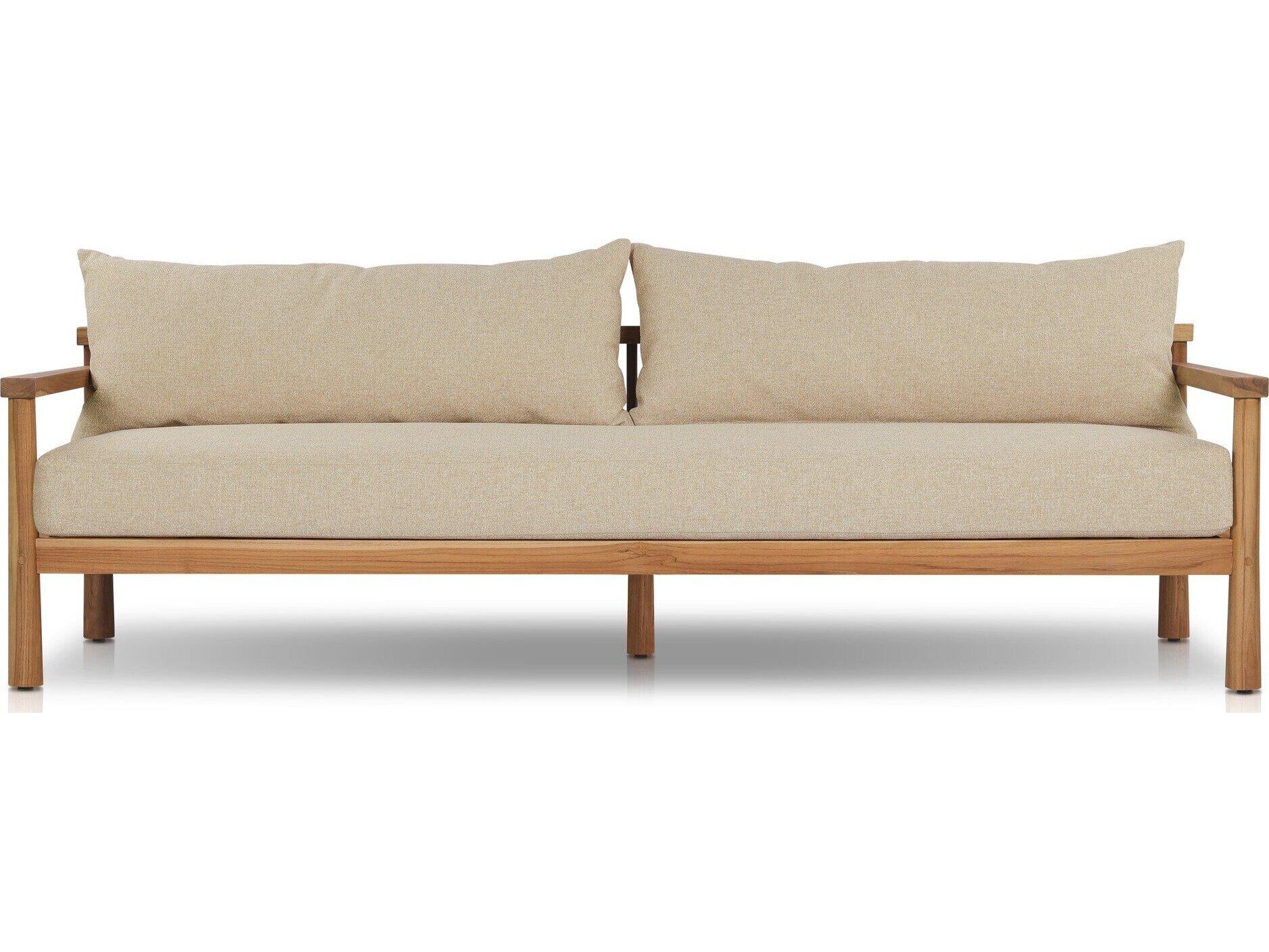 Four Hands Outdoor Barrington Irvine Natural Teak Cushion Sofa