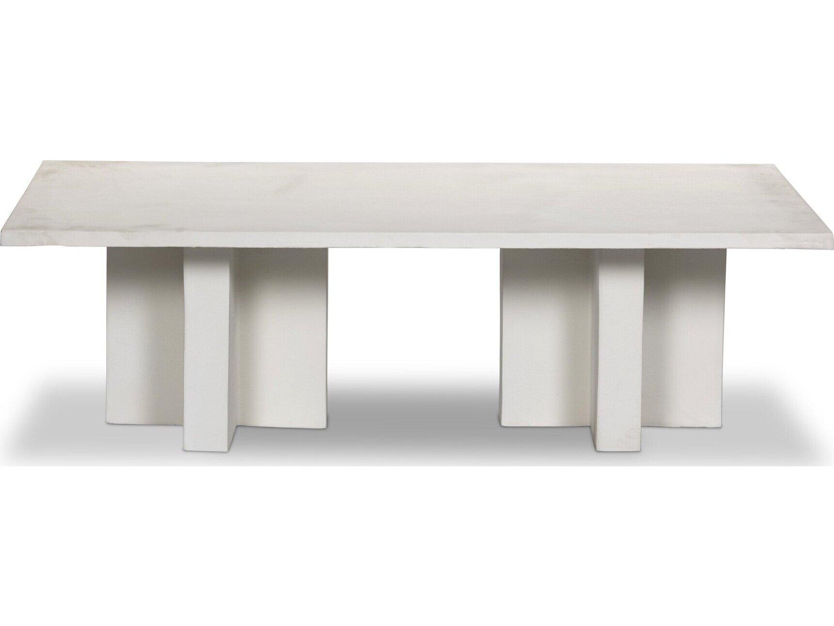 Four Hands Outdoor Marlow Terrell Matte White Aluminum 54.5" x 29"D Rectangular Coffee Table