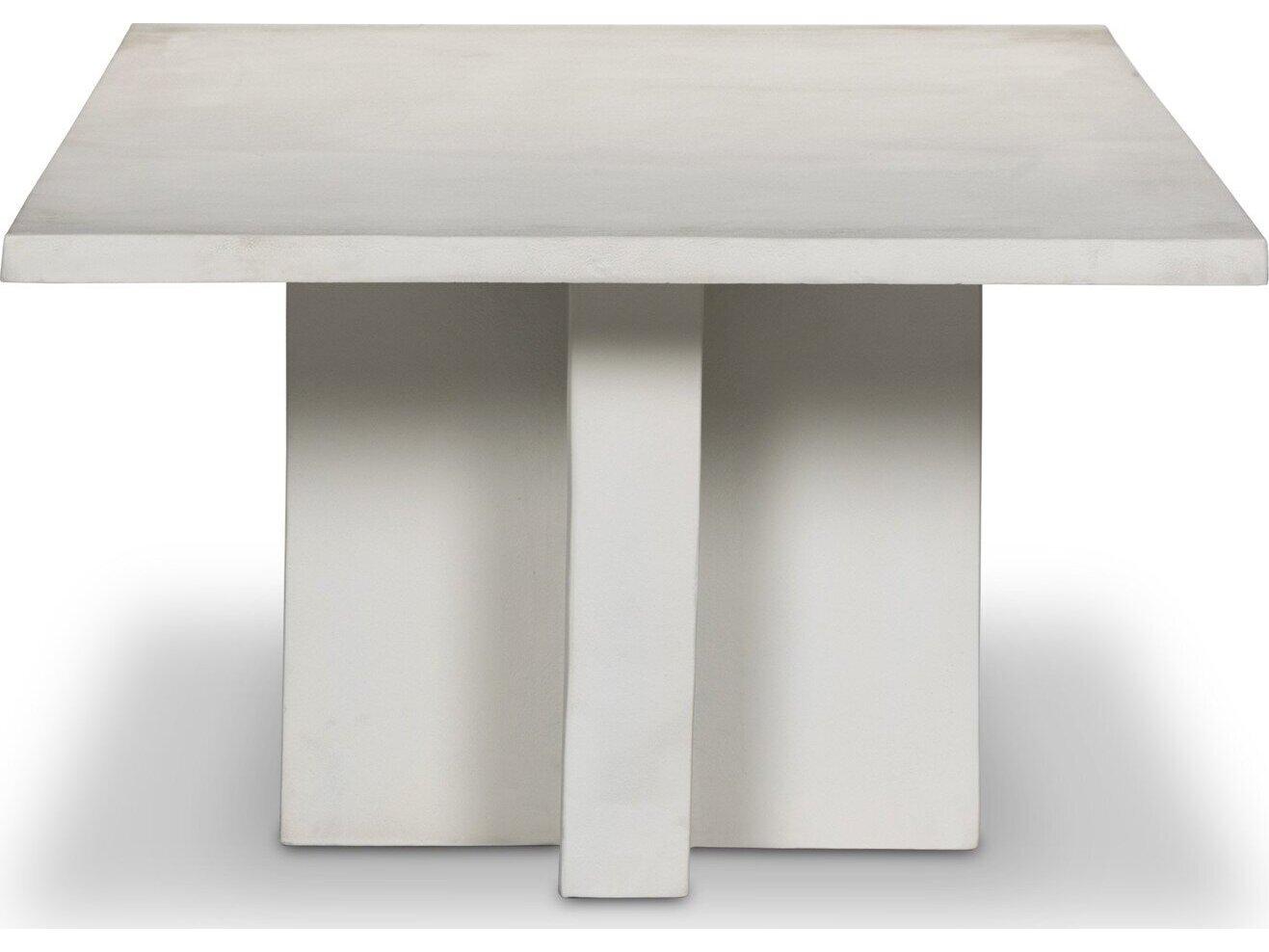 Four Hands Outdoor Marlow Terrell Matte White Aluminum 54.5" x 29"D Rectangular Coffee Table