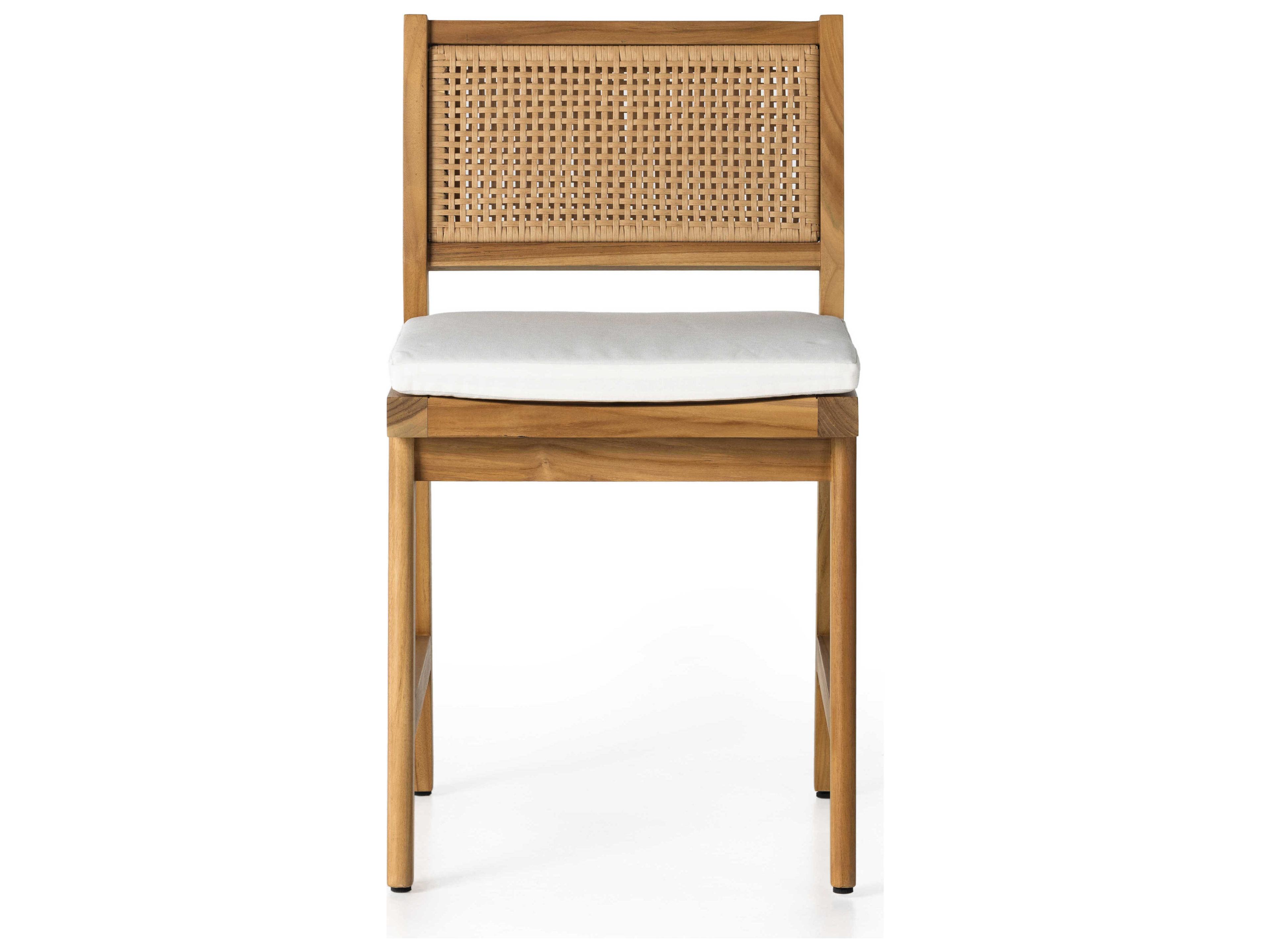 Luxecor Globetrotter Outdoor Natural Teak / Faux Rattan Dining Chair with Ivory Cushion