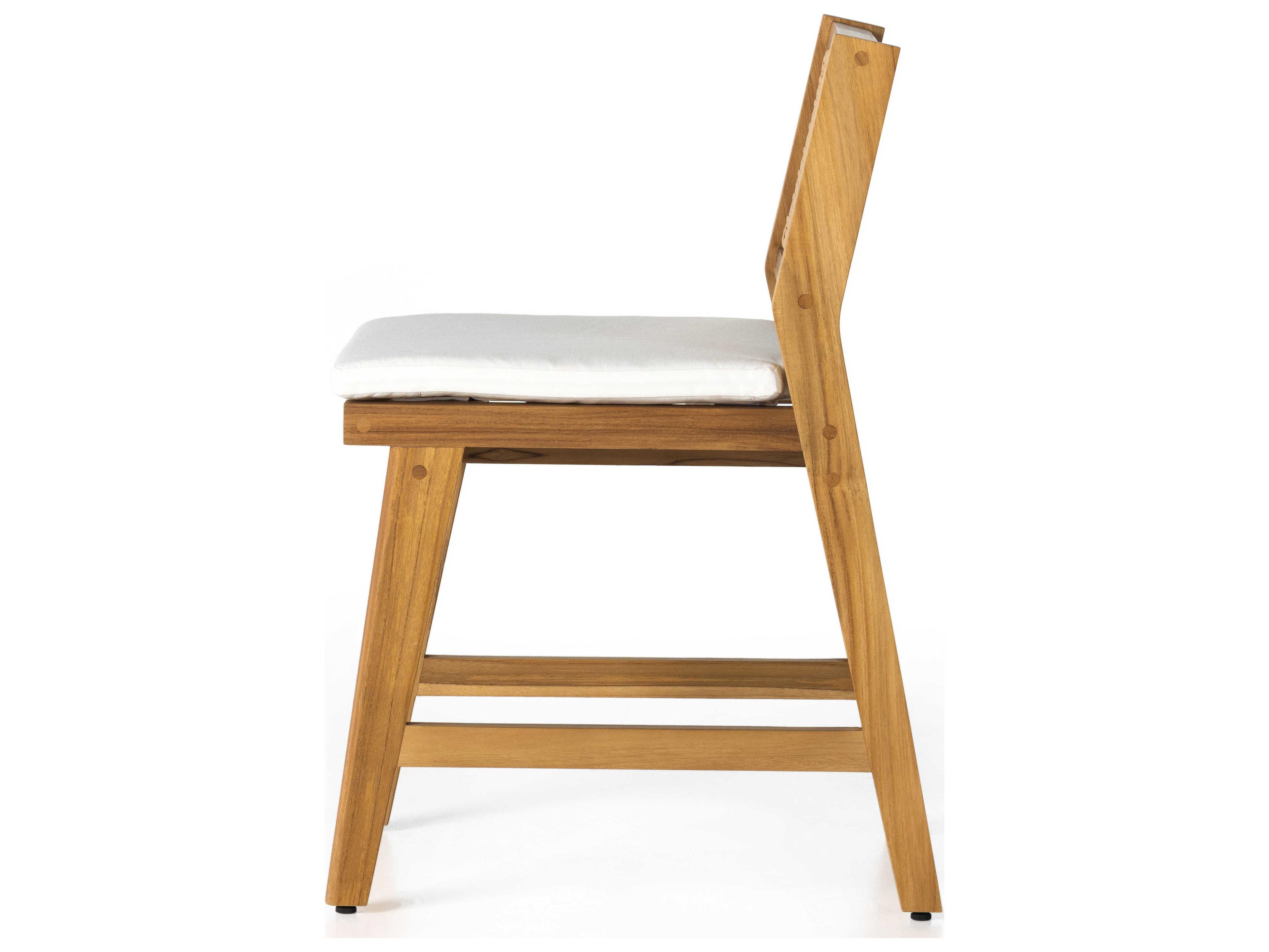 Luxecor Globetrotter Outdoor Natural Teak / Faux Rattan Dining Chair with Ivory Cushion