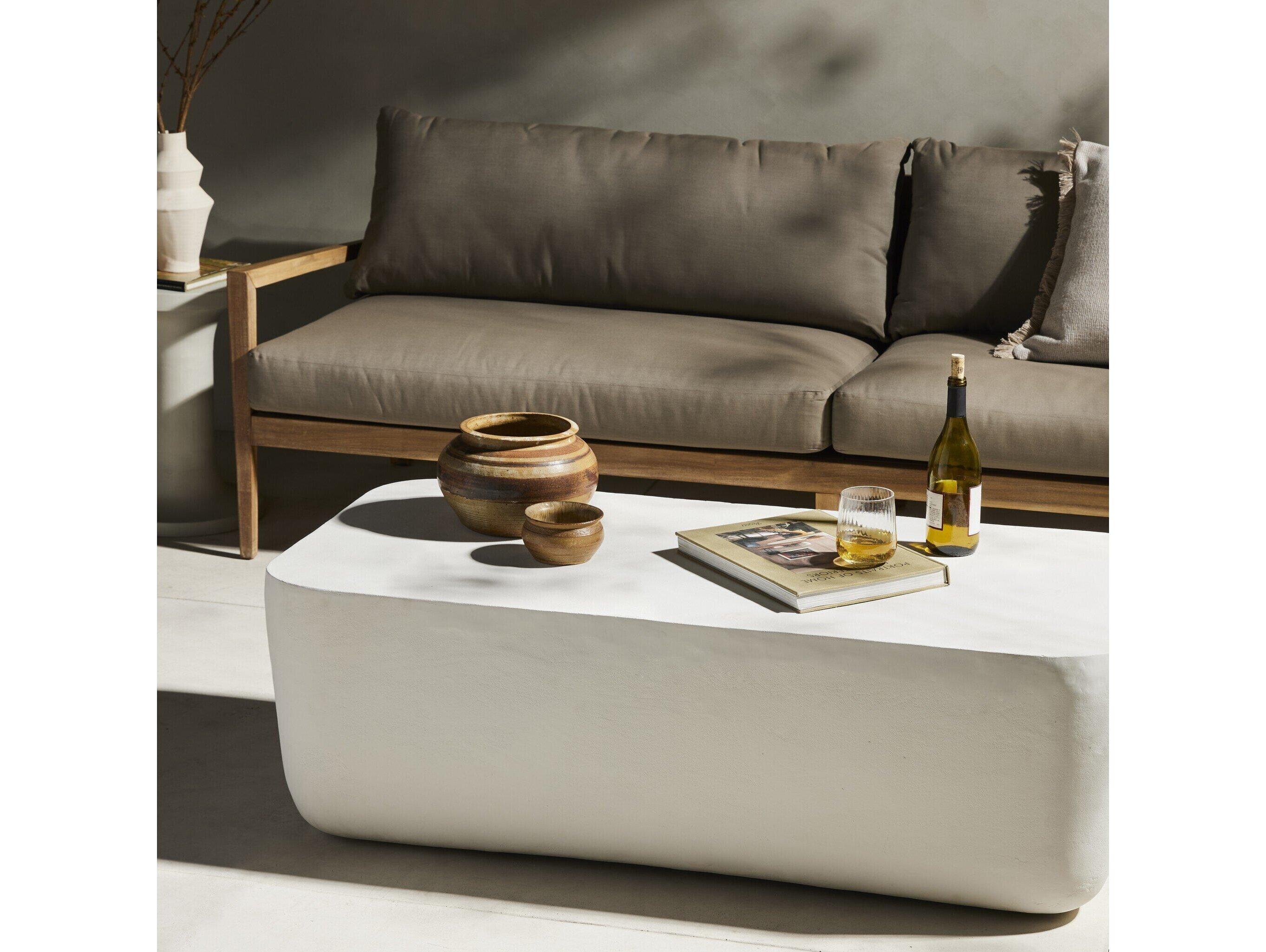 Four Hands Outdoor Marlow Matte White Rectangular Coffee Table