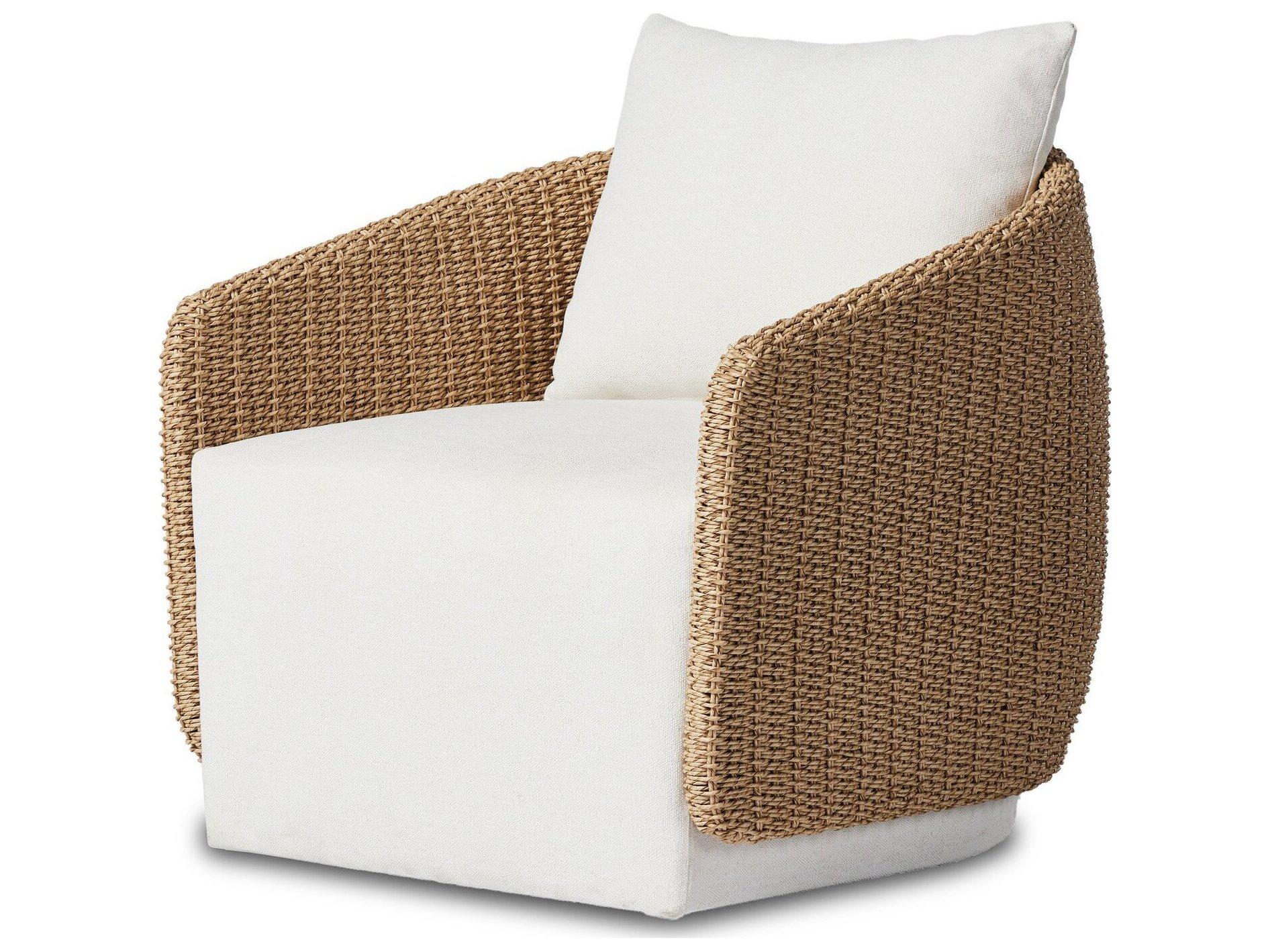 Four Hands Outdoor Solano Faux Hyacinth Swivel Lounge Chair with Alessi Linen Cushion