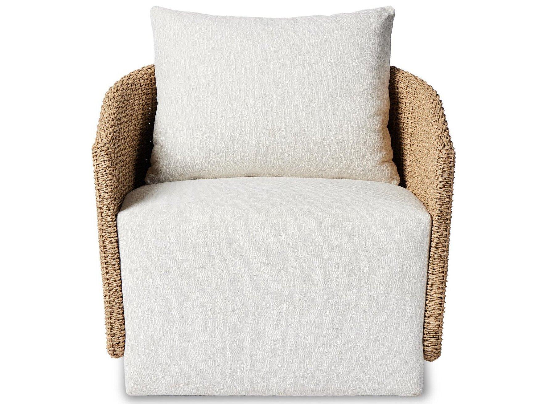 Four Hands Outdoor Solano Faux Hyacinth Swivel Lounge Chair with Alessi Linen Cushion