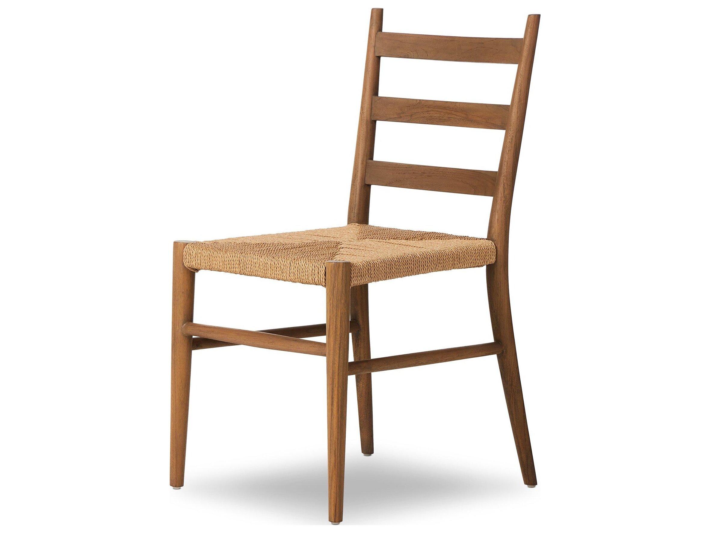 Four Hands Outdoor Grass Roots Ladder Textured Natural Teak Dining Side Chair
