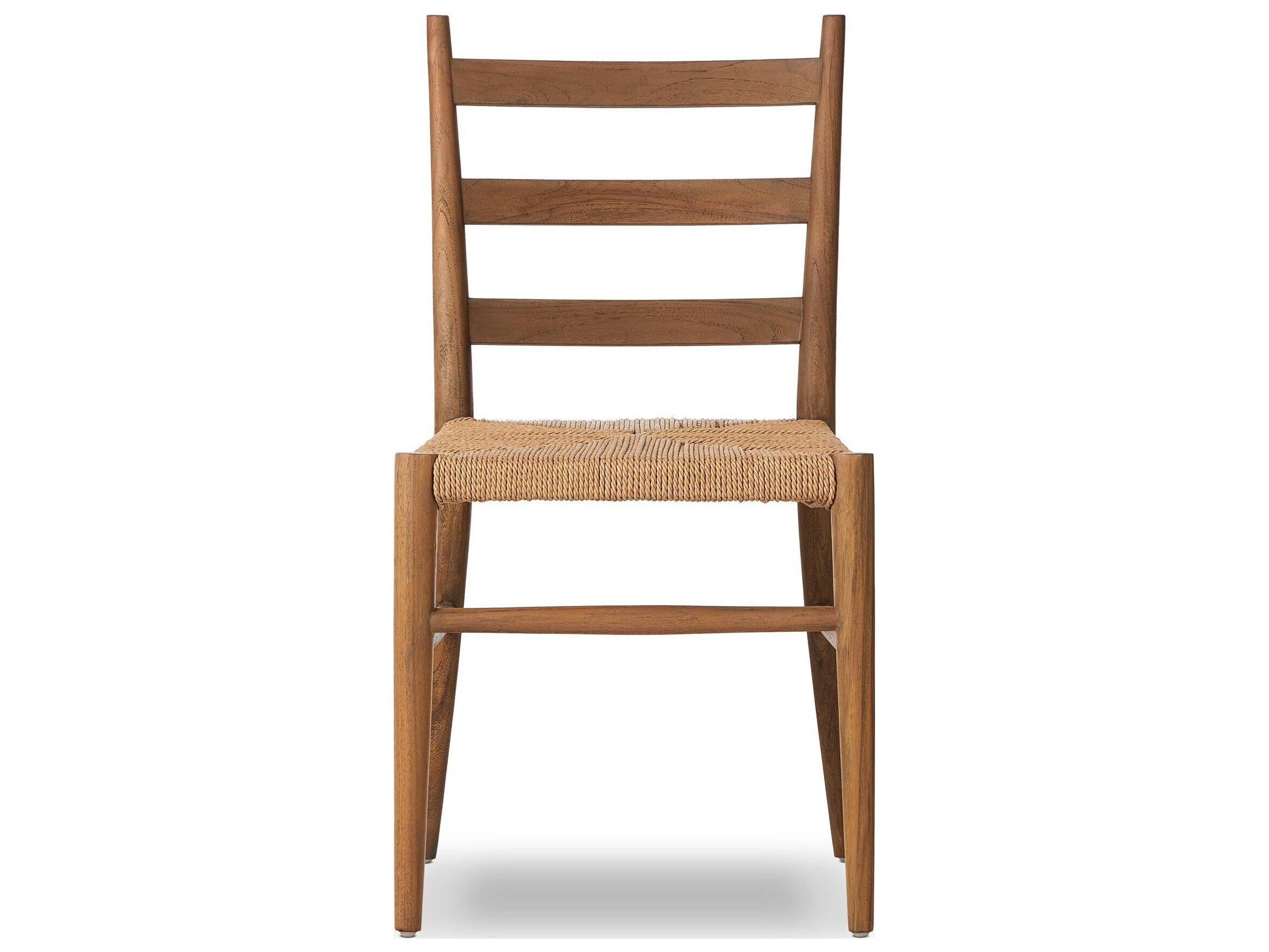 Four Hands Outdoor Grass Roots Ladder Textured Natural Teak Dining Side Chair