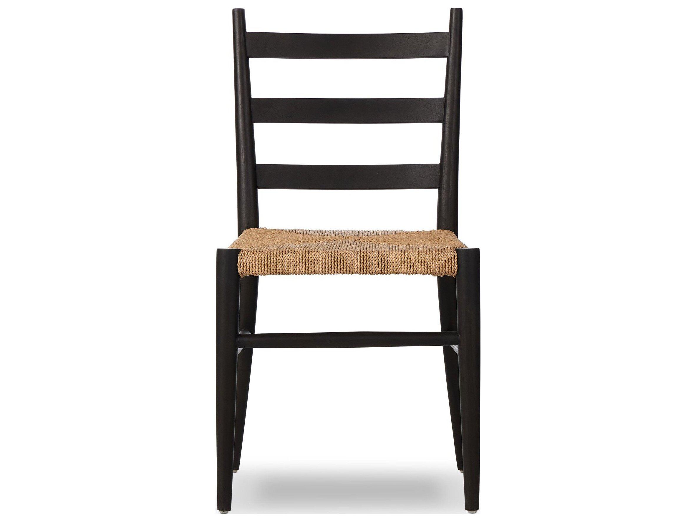 Four Hands Outdoor Grass Roots Ladder Teak Aged Ebony Teak Dining Side Chair
