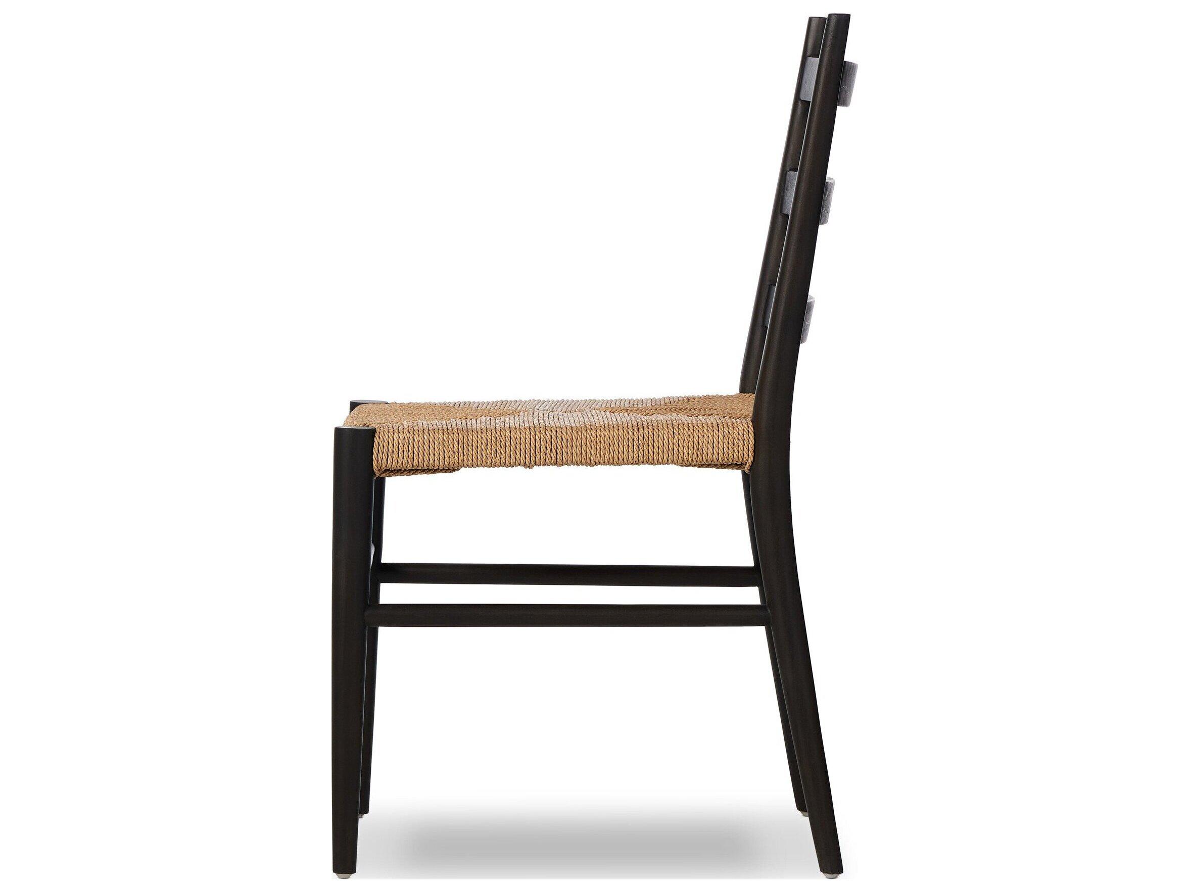 Four Hands Outdoor Grass Roots Ladder Teak Aged Ebony Teak Dining Side Chair