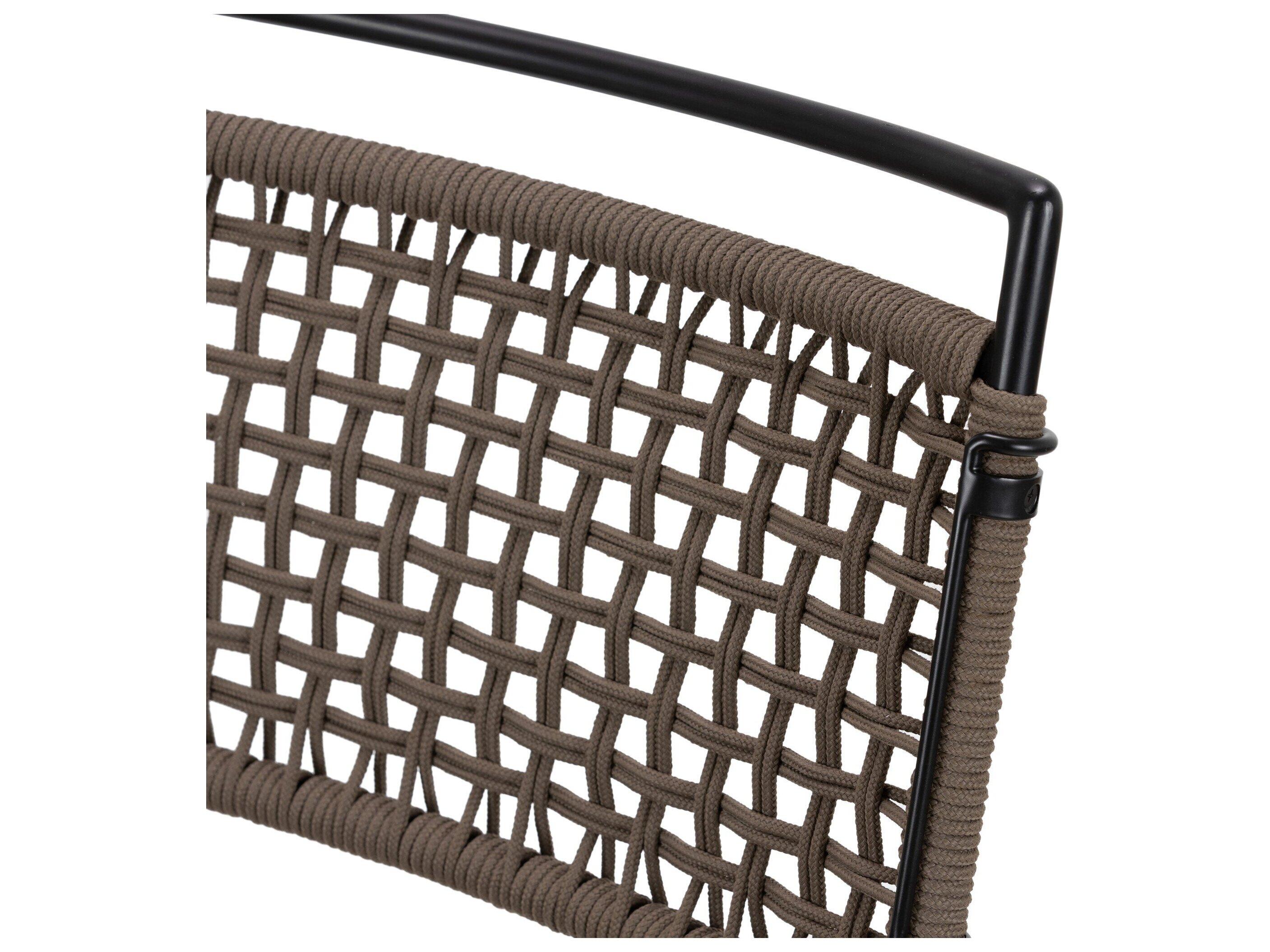 Four Hands Outdoor Irondale Wharton Satin Black Iron Bar Stool in Earth Rope