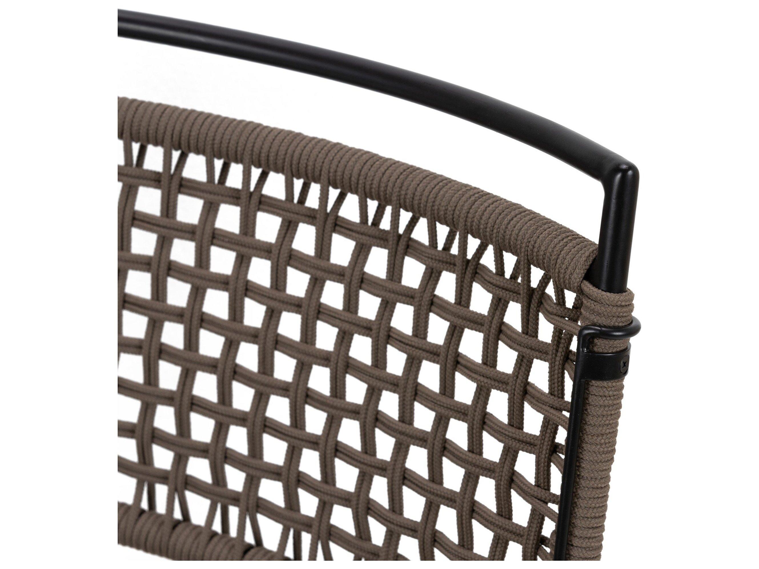 Four Hands Outdoor Irondale Wharton Satin Black Iron Dining Side Chair in Earth Rope