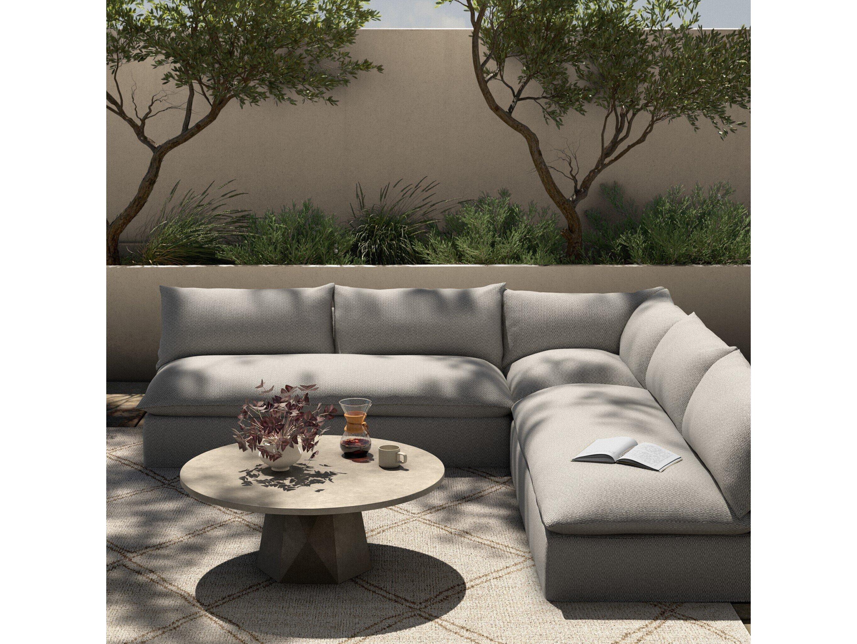 Four Hands Outdoor Solano Faye Ash Cushion Sofa