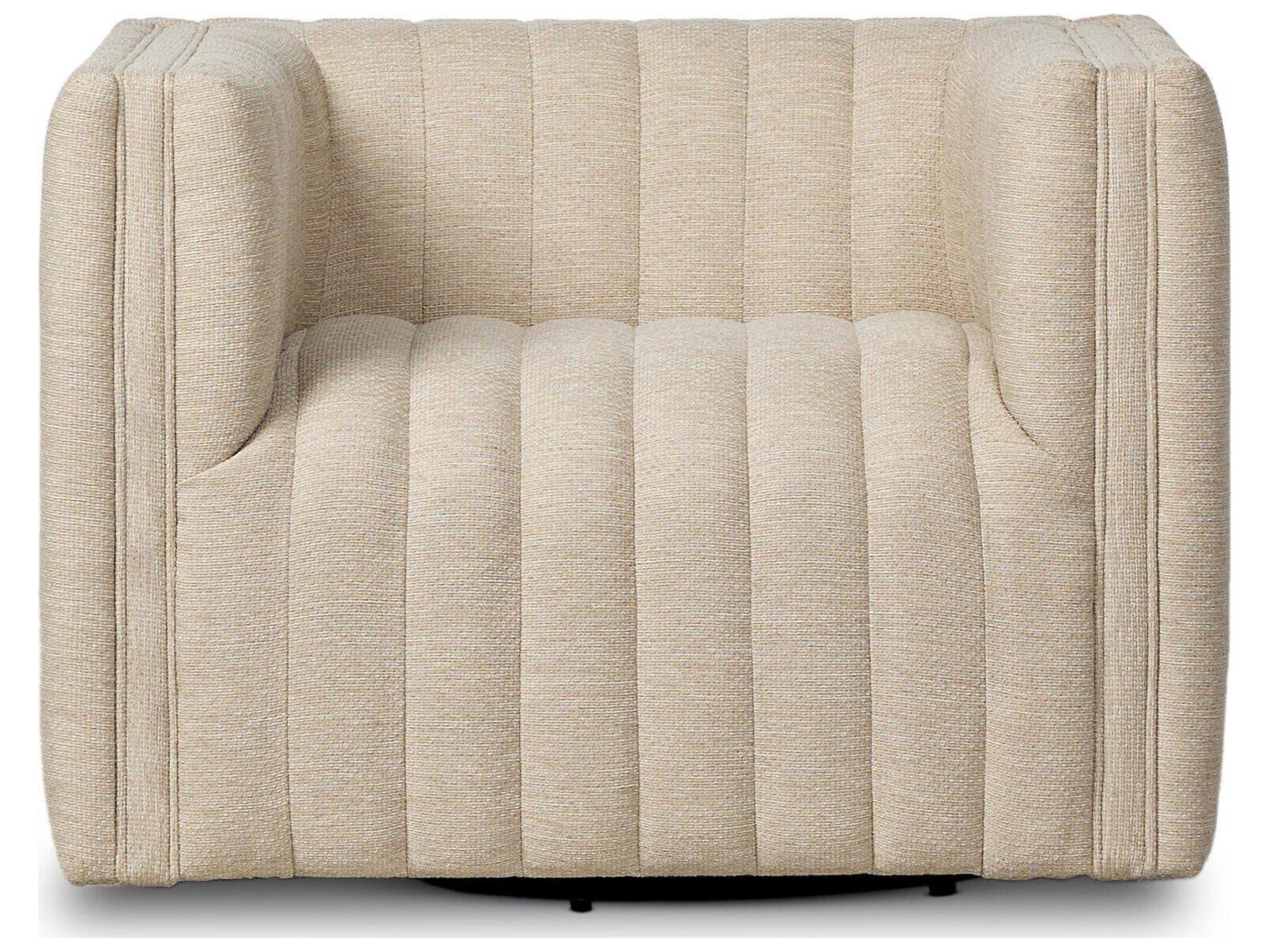 Four Hands Outdoor Solano Augustine Fabric Cushion Swivel Lounge Chair in Casa Cream